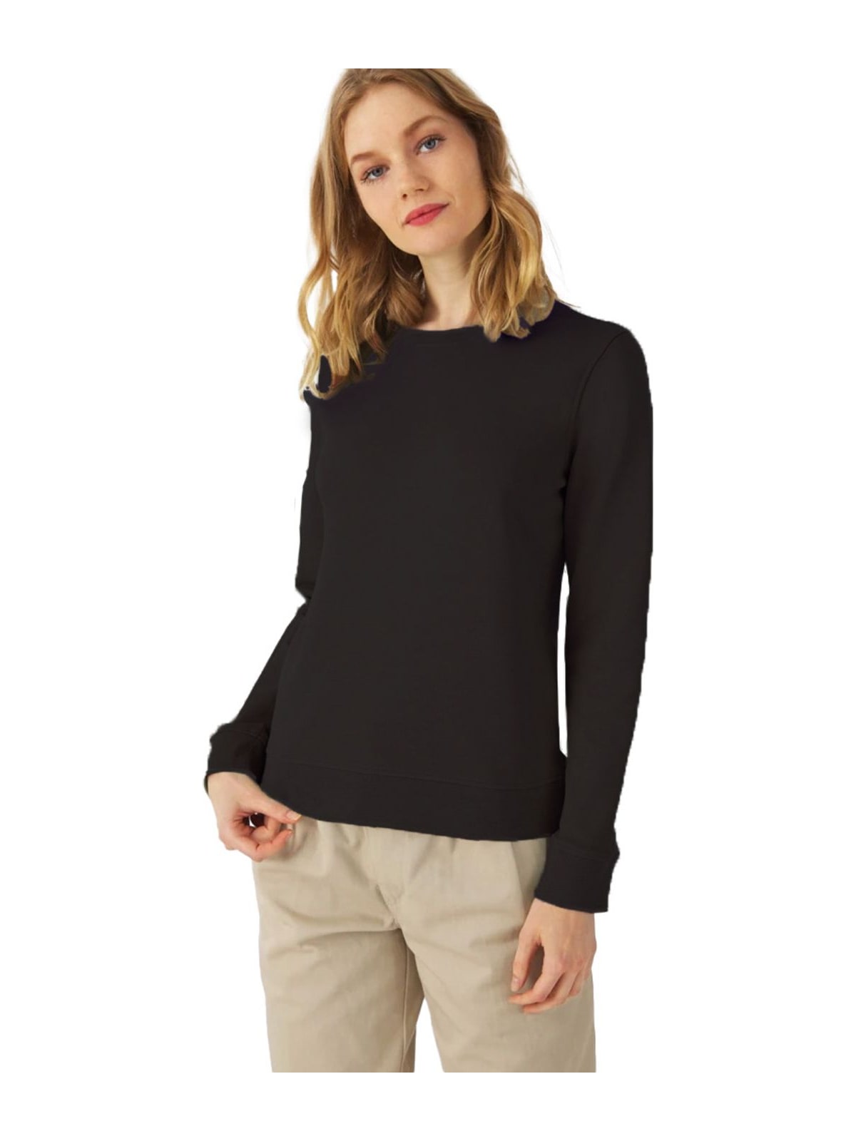 Γυναικείο Φούτερ WW32B B & C Organic Crew Neck French Terry Black Pure