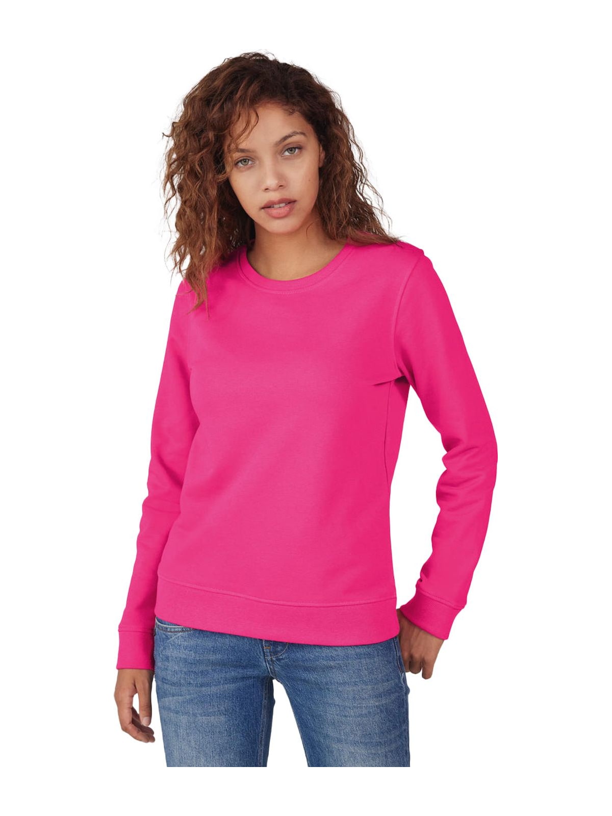 Γυναικείο Φούτερ WW32B B & C Organic Crew Neck French Terry Magenta Pink