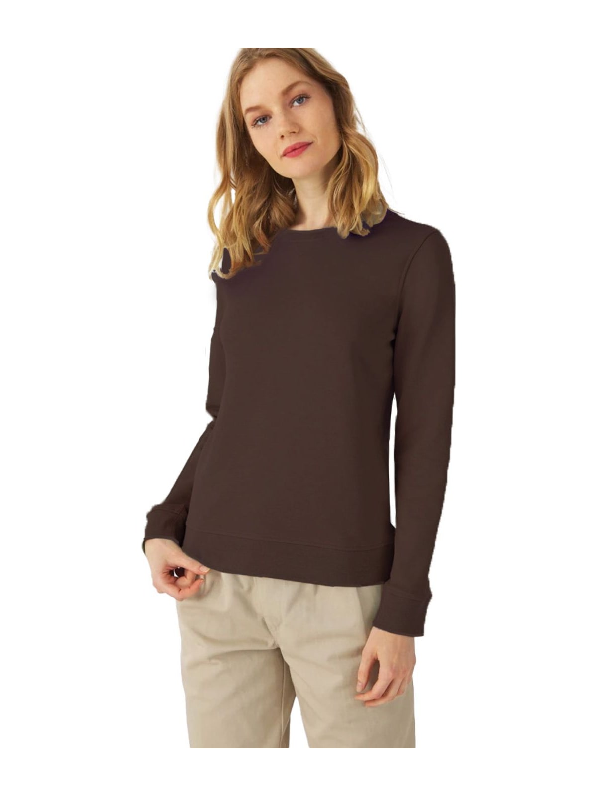 Γυναικείο Φούτερ WW32B B & C Organic Crew Neck French Terry Mocha