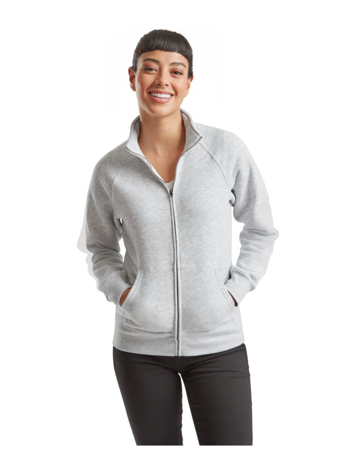 Γυναικεία Ζακέτα Φούτερ 62-116-0 Fruit of the Loom Heather Grey