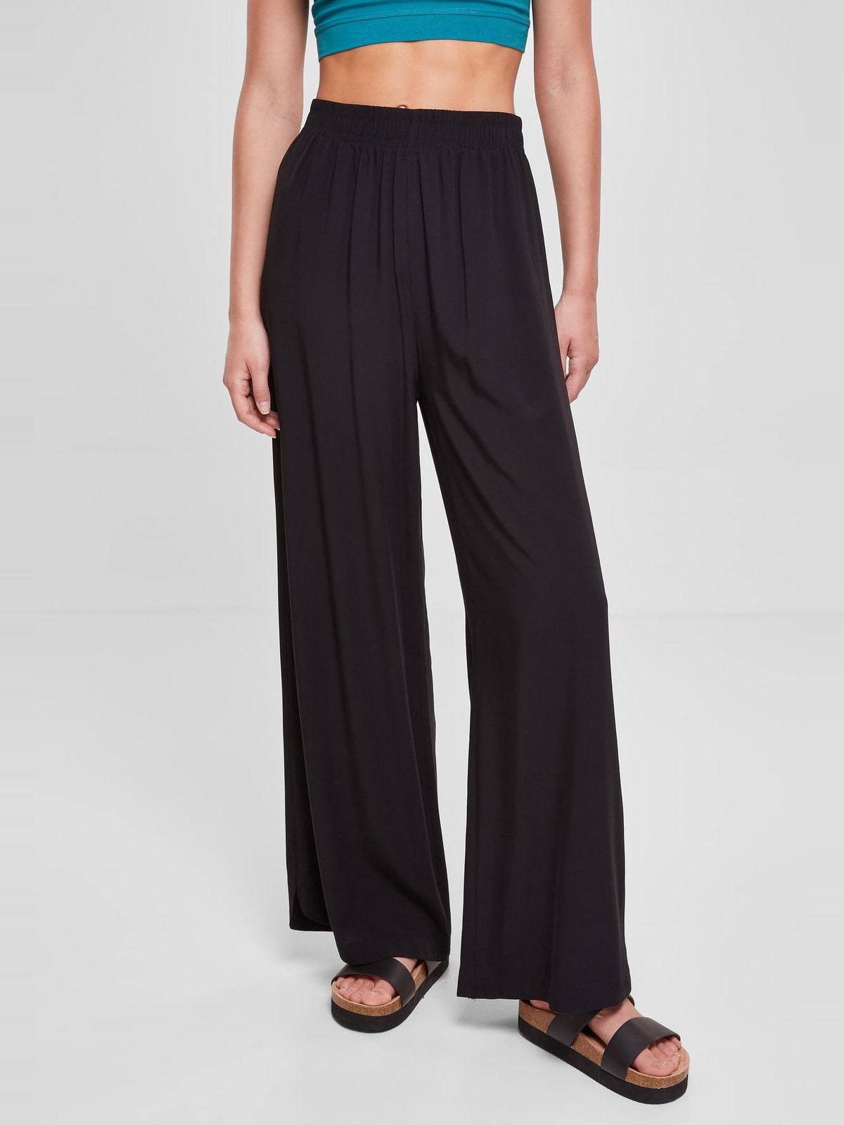 Γυναικείο Παντελόνι Wide Leg Viscose TB5996 Urban Classics Black