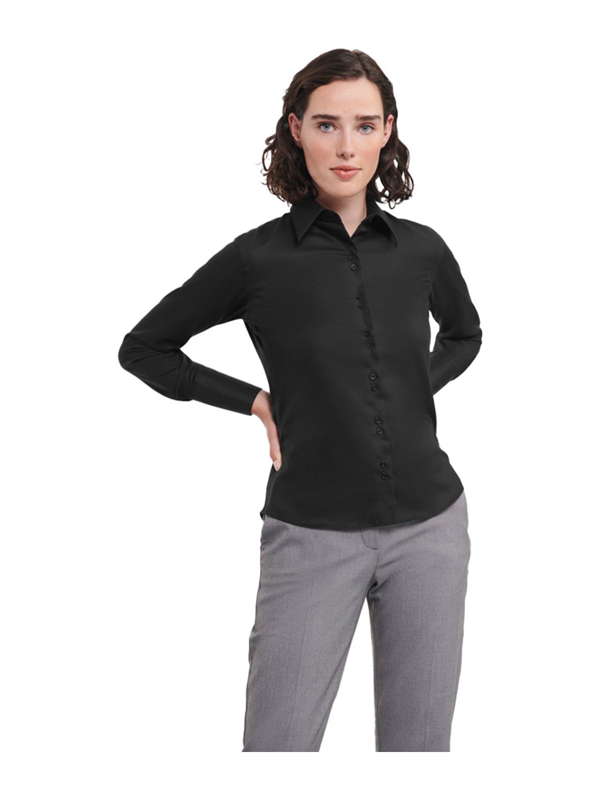 Γυναικείο Μακρυμάνικο Πουκάμισο R-956F-0 Russell 956F Non-iron Black