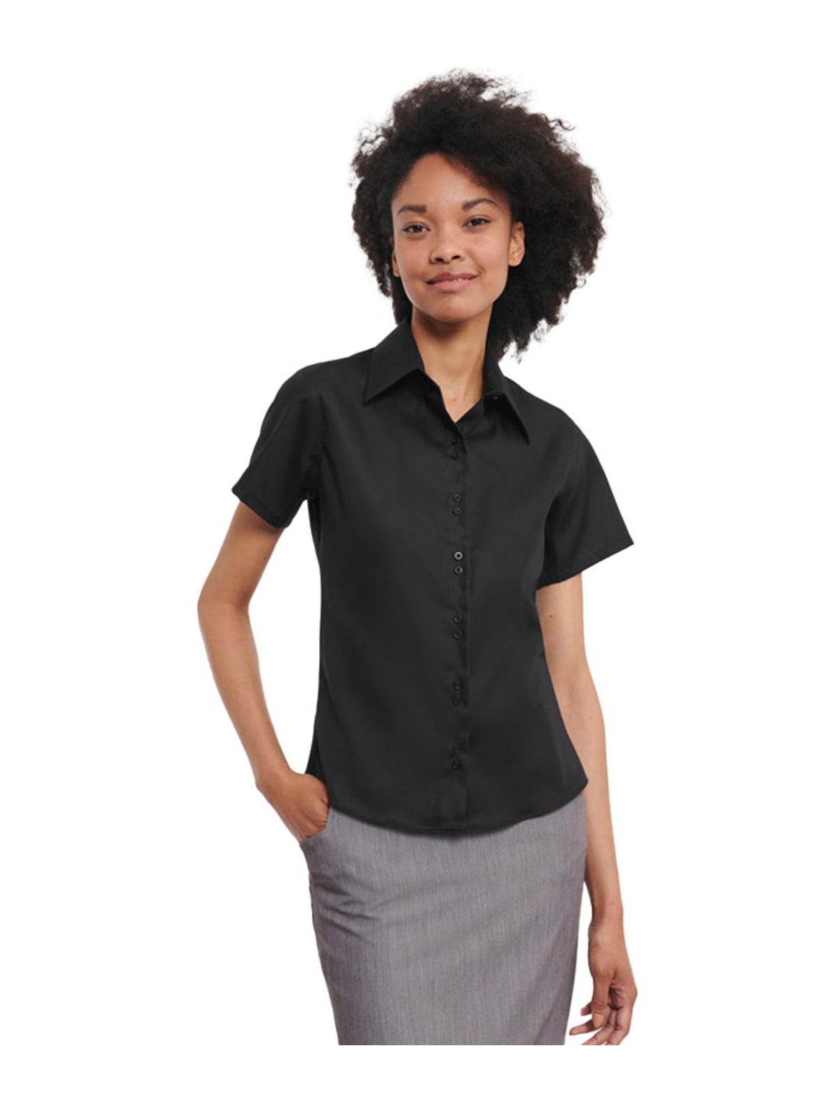 Γυναικείο Κοντομάνικο Πουκάμισο Non-iron R-957F-0 Russell Black