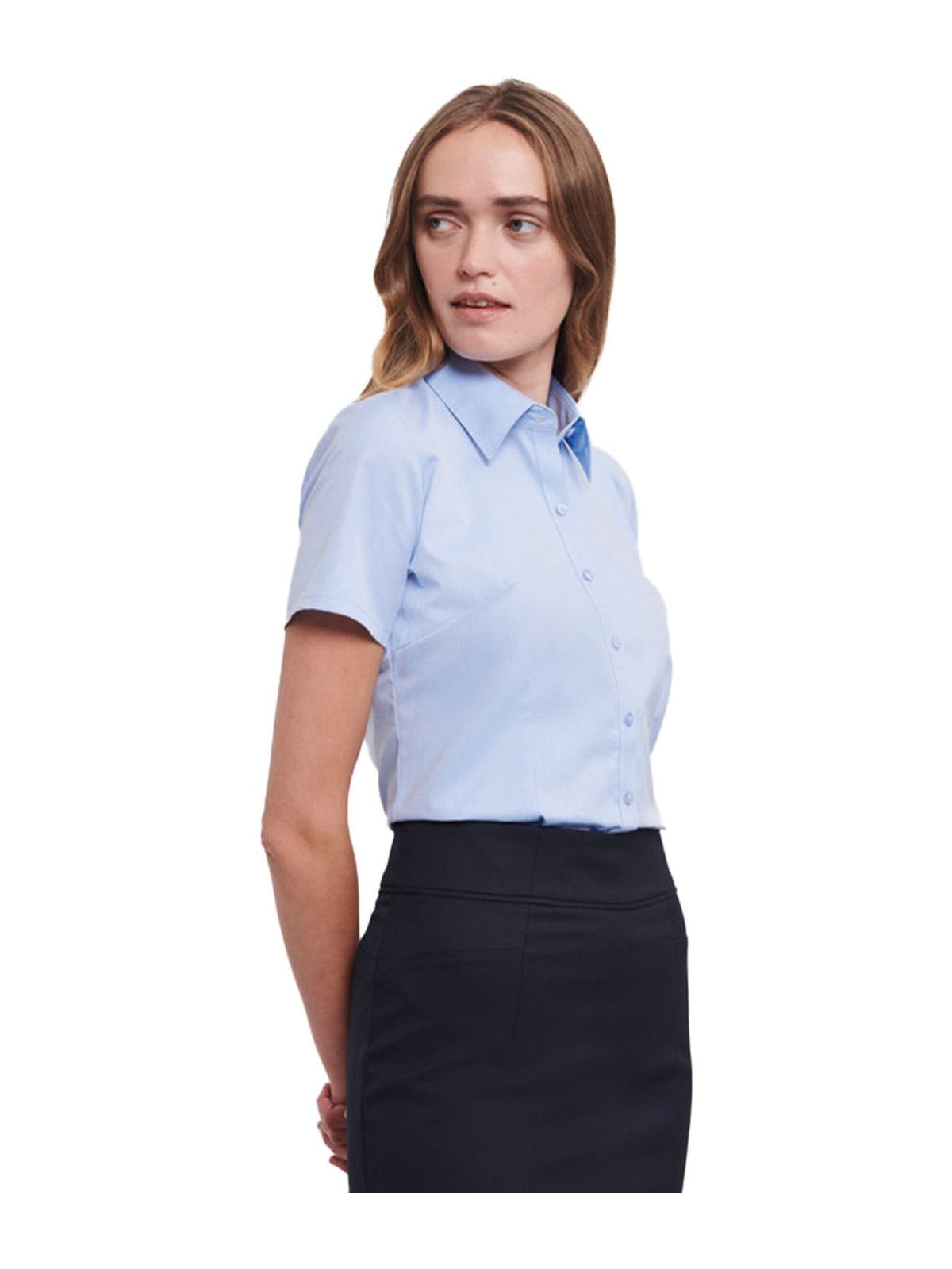 Γυναικείο Κοντομάνικο Πουκάμισο R-963F-0 Russell Herringbone Light Blue