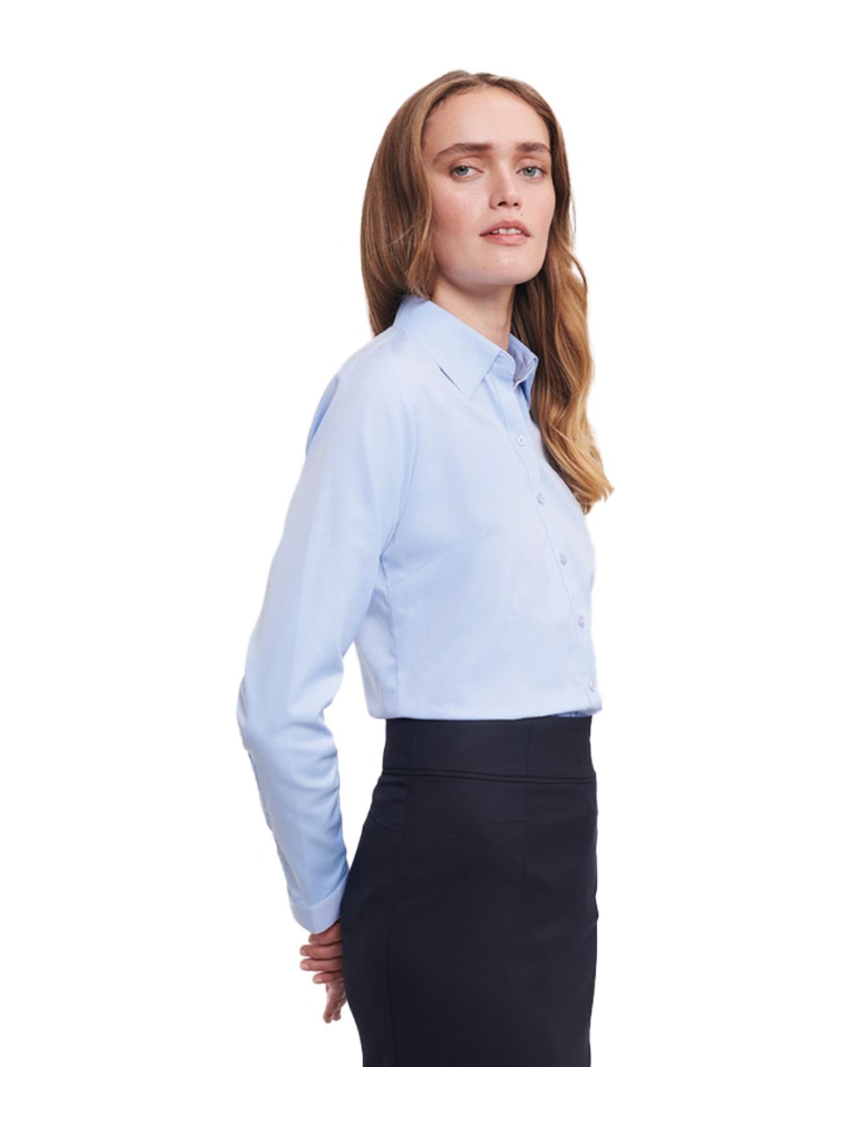 Γυναικείο Μακρυμάνικο Πουκάμισο Russell R-962F-0 Herringbone Shirt Light Blue