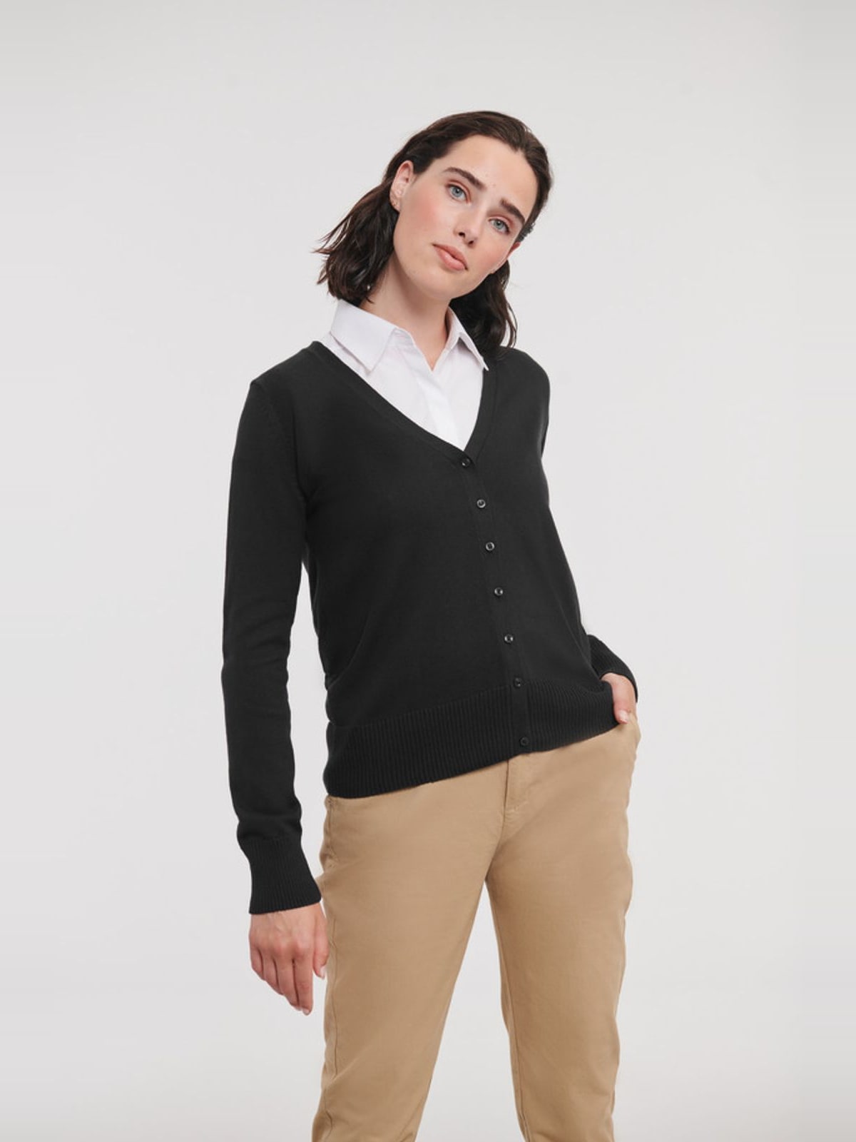 Γυναικεία Ζακέτα Πλεκτή V-Neck R-715F-0 Russell Black