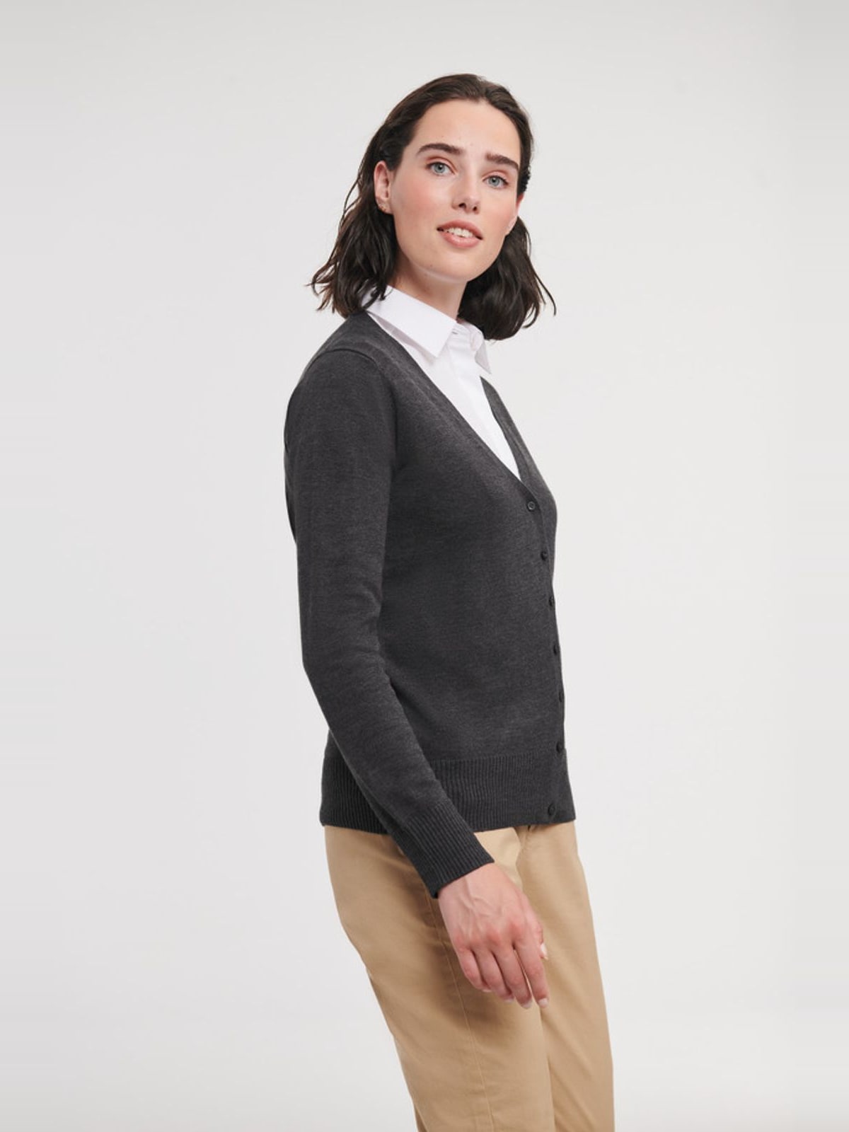 Γυναικεία Ζακέτα Πλεκτή V-Neck R-715F-0 Russell Charcoal Marl