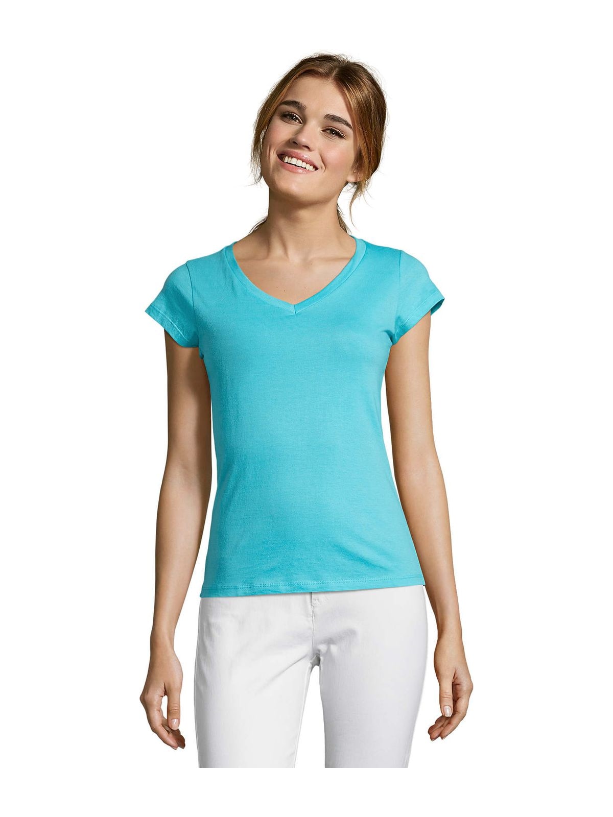 Γυναικείο T-shirt με Λαιμόκοψη V 11388 SOL'S Moon Atoll Blue