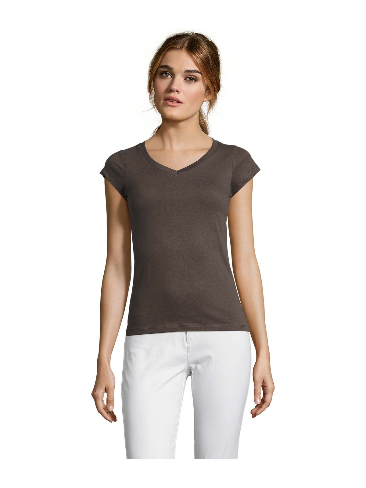 Γυναικείο T-shirt με Λαιμόκοψη V 11388 SOL'S Moon Dark Grey
