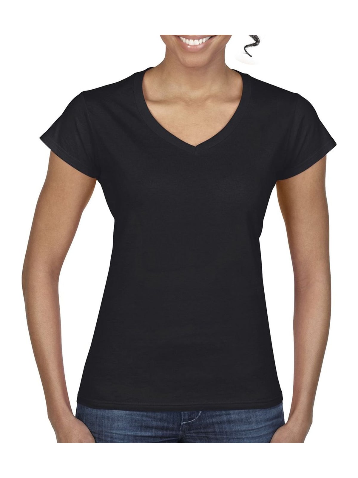 Γυναικείο T-Shirt με V-Neck 64V00L Gildan Softstyle Black