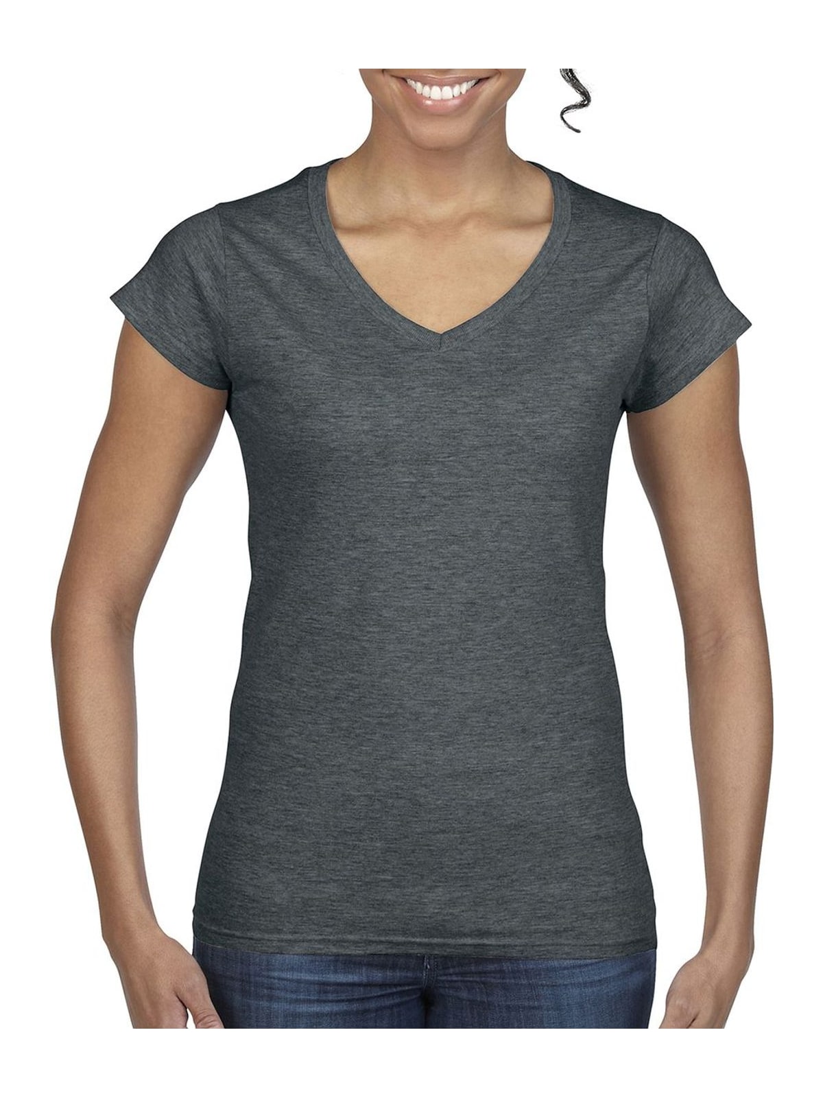 Γυναικείο T-Shirt με V-Neck 64V00L Gildan Softstyle Dark Heather