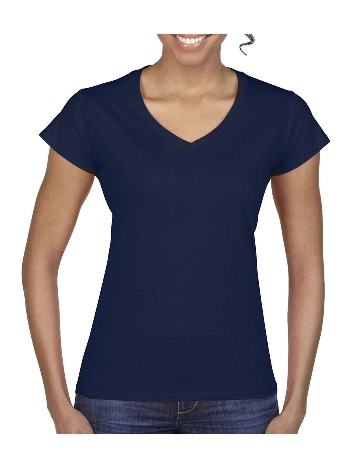 Γυναικείο T-Shirt με V-Neck 64V00L Gildan Softstyle Navy