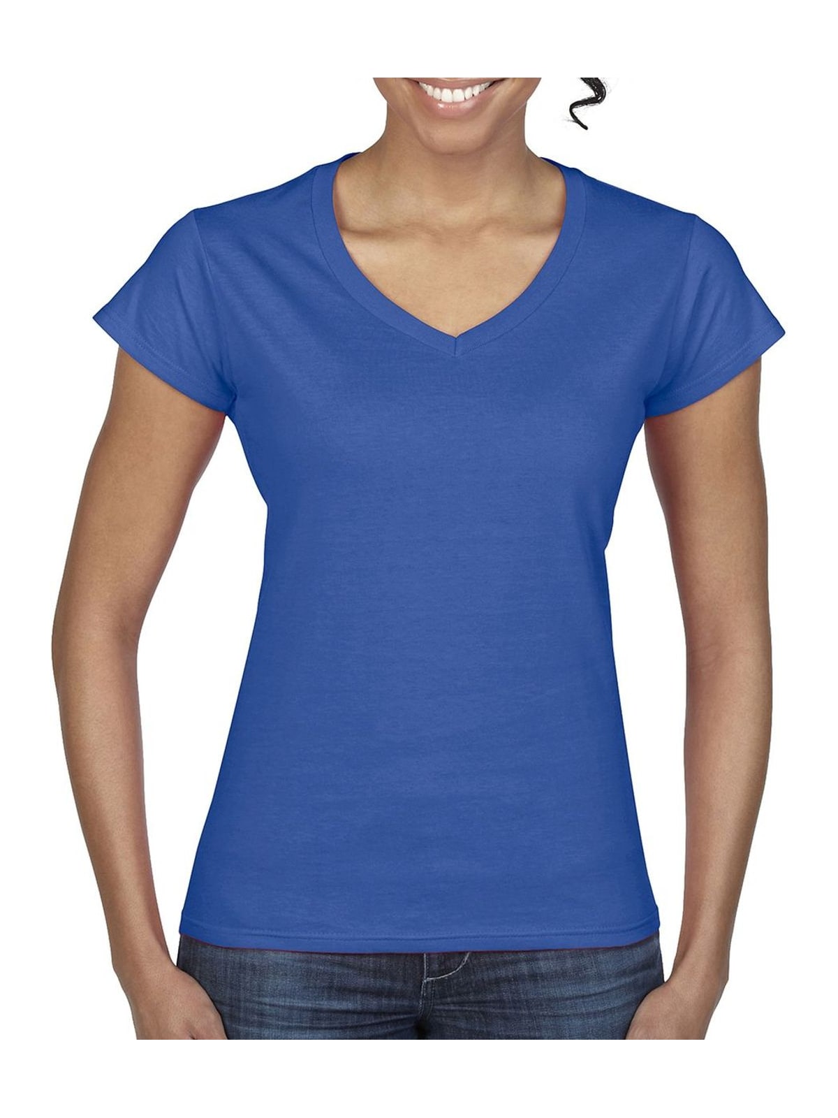 Ladies Softstyle V-Neck T-Shirt Gildan 64V00L Royal