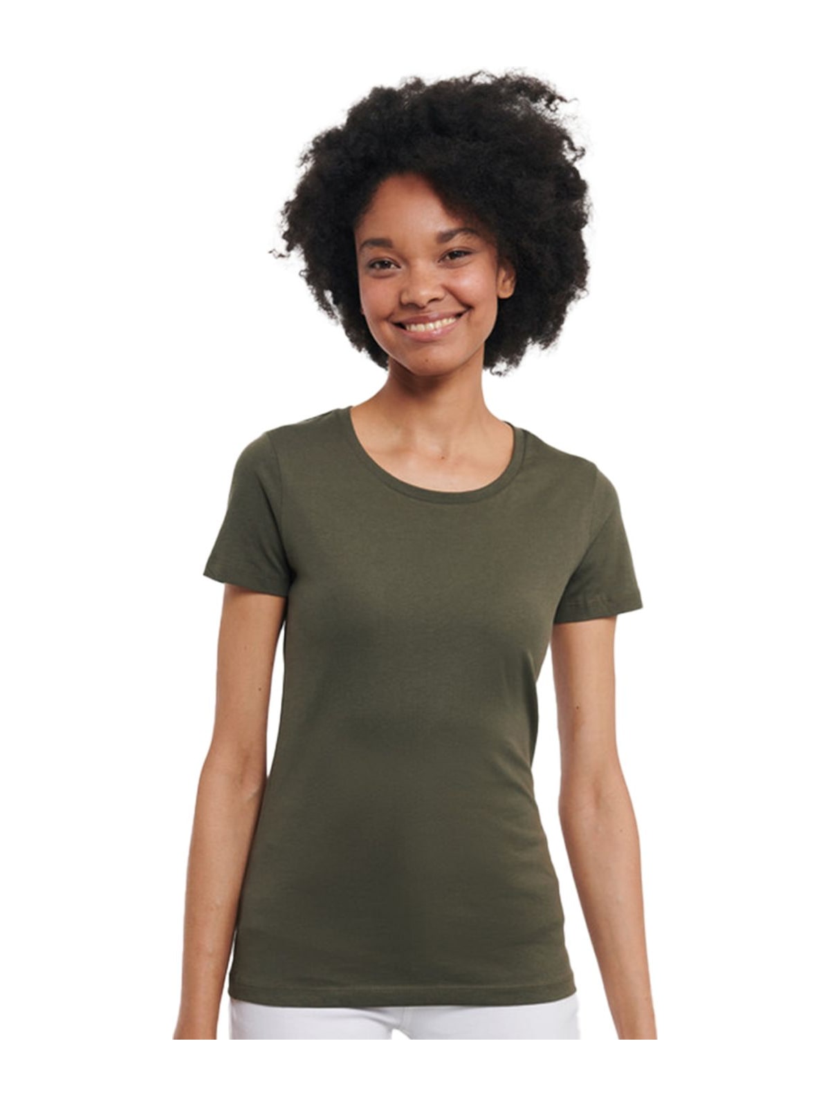 Γυναικείο T-Shirt R-108F-0 Russell Organic White Dark Olive