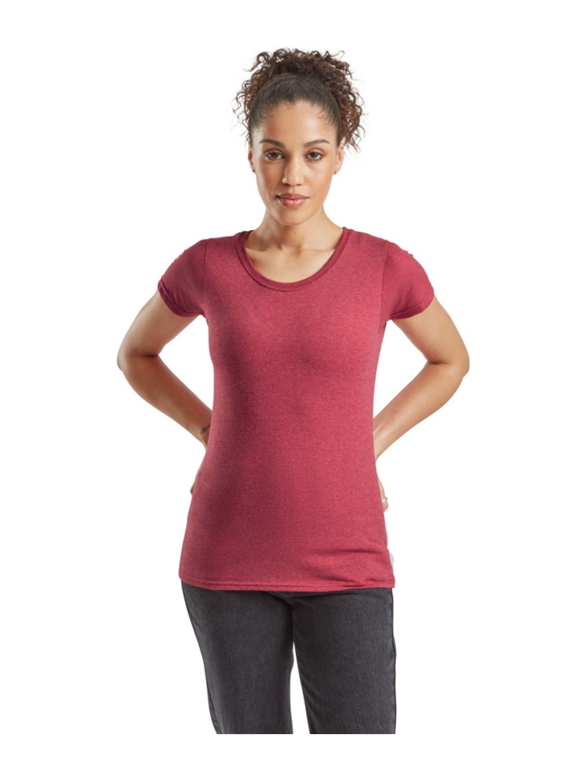 Γυναικείο T-Shirt Lady-Fit Valueweight 61-372-0 Fruit of the Loom Vintage Heather Red