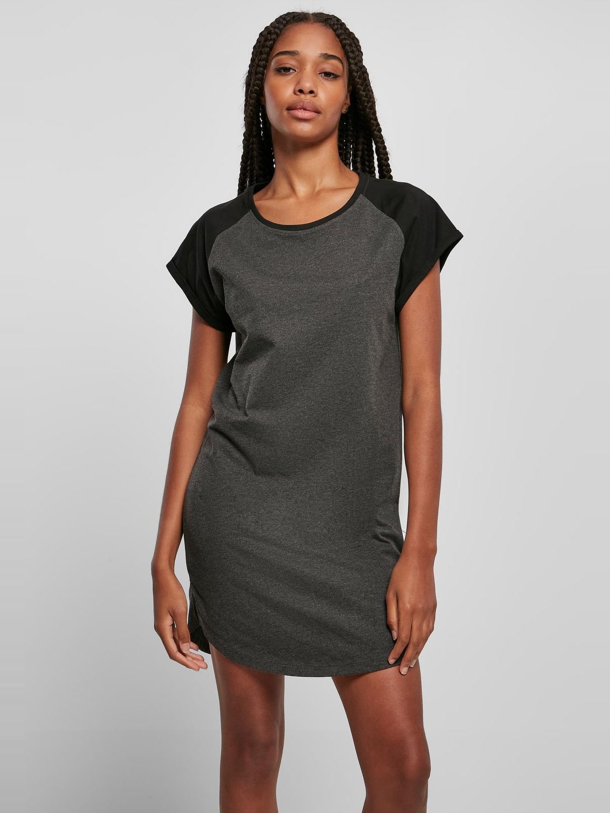 Ladies Contrast Raglan Tee Dress UC Ladies TB5030-01166 Charcoal/Black
