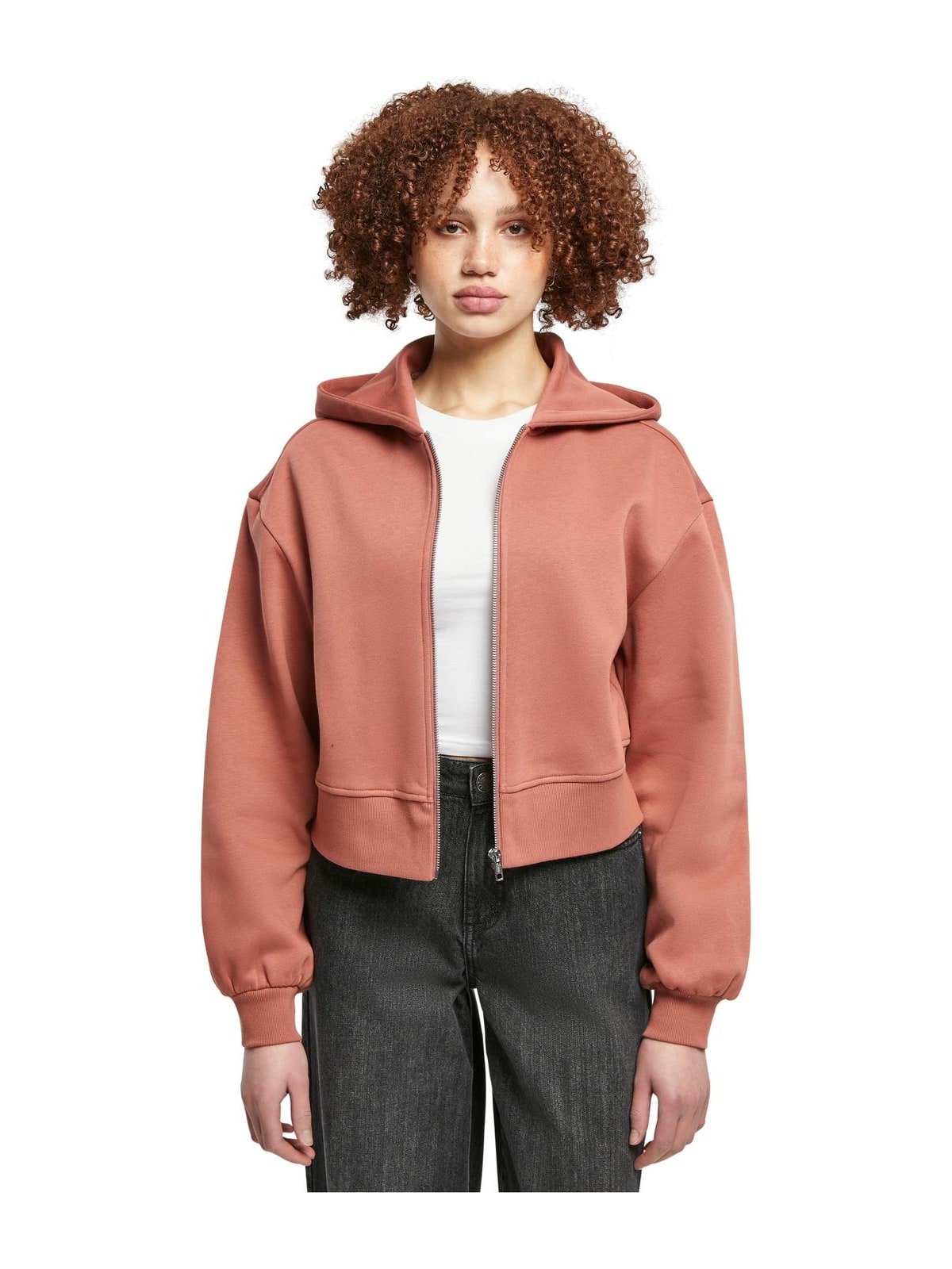 Γυναικείο Κοντό Oversized Ζακέτα με Φερμουάρ TB4766 Urban Classics Curvy Terracotta