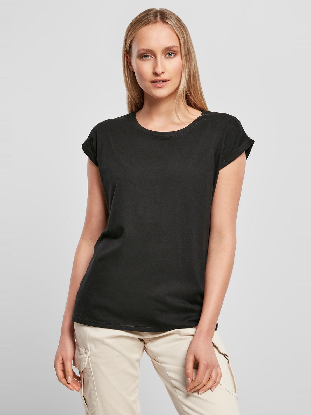Γυναικείο T-Shirt BY021-00007 Build Your Brand Ladies Extended Shoulder Tee Black