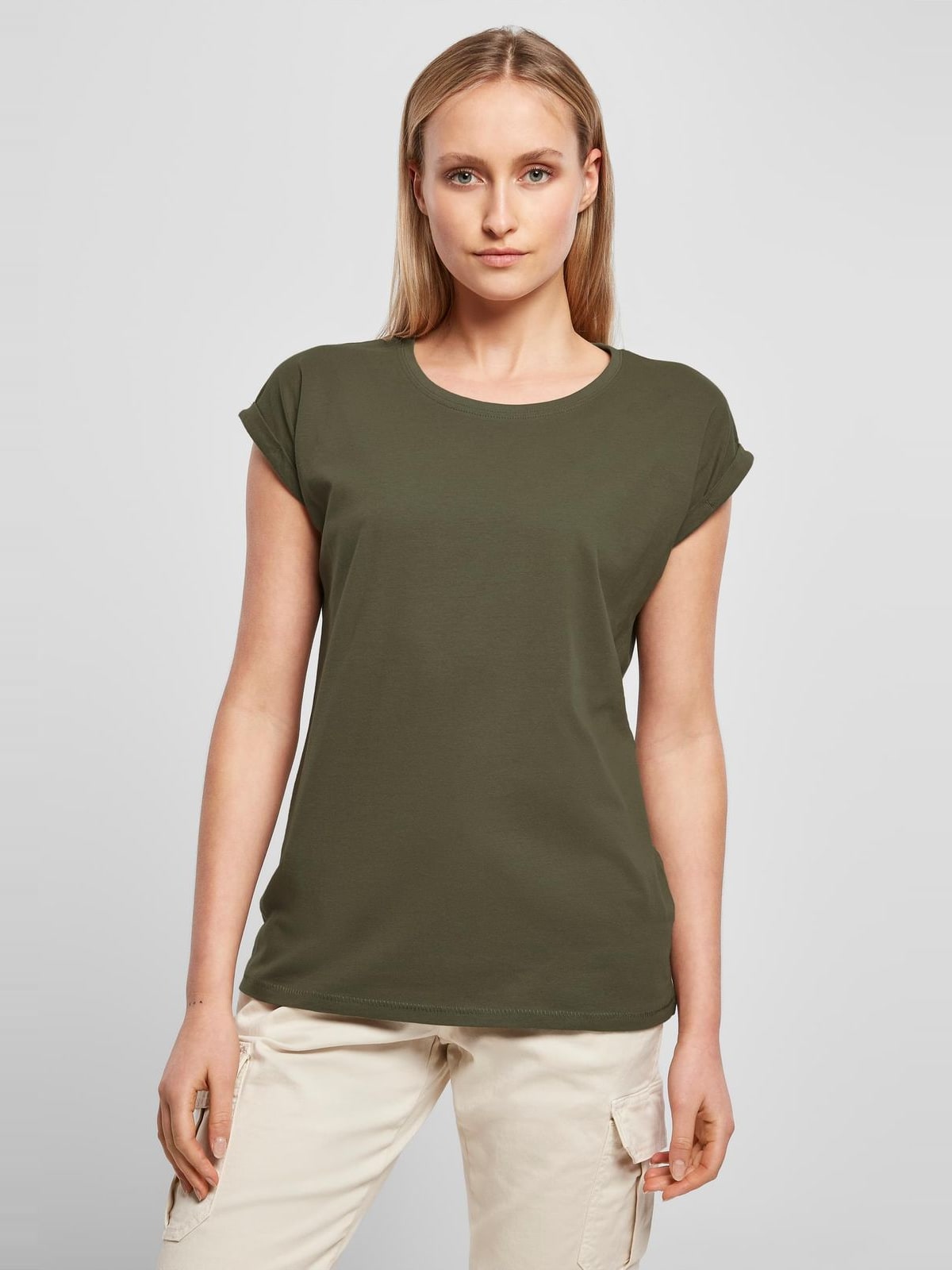 Γυναικείο T-Shirt BY021 Build Your Brand Ladies Extended Shoulder Tee Black Olive