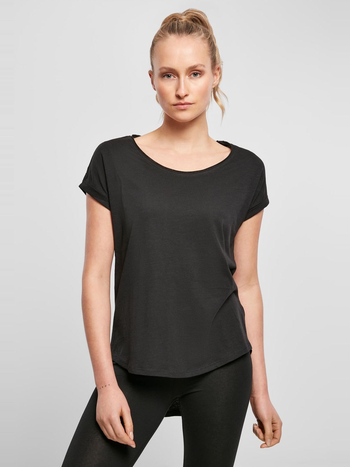 Γυναικείο T-Shirt Ladies Long Slub BY036 Build Your Brand Black
