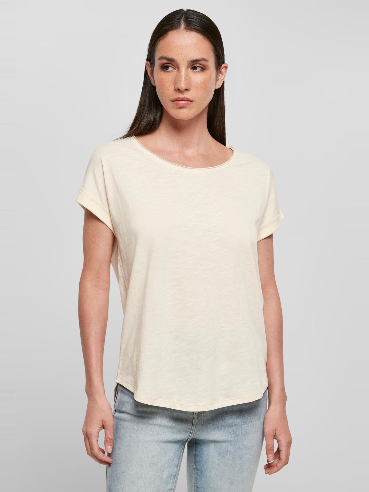 Γυναικείο T-Shirt Ladies Long Slub BY036 Build Your Brand White Sand Whitesand