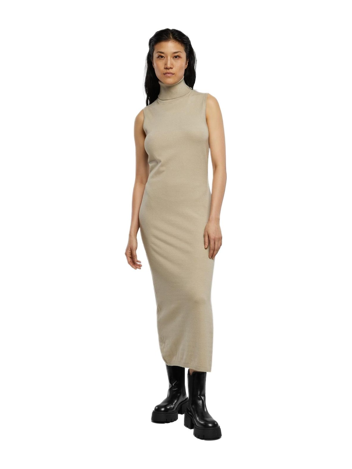 Ladies Knitted Eco Viscose Turtleneck Dress Urban Classics TB6094-04732 wetsand