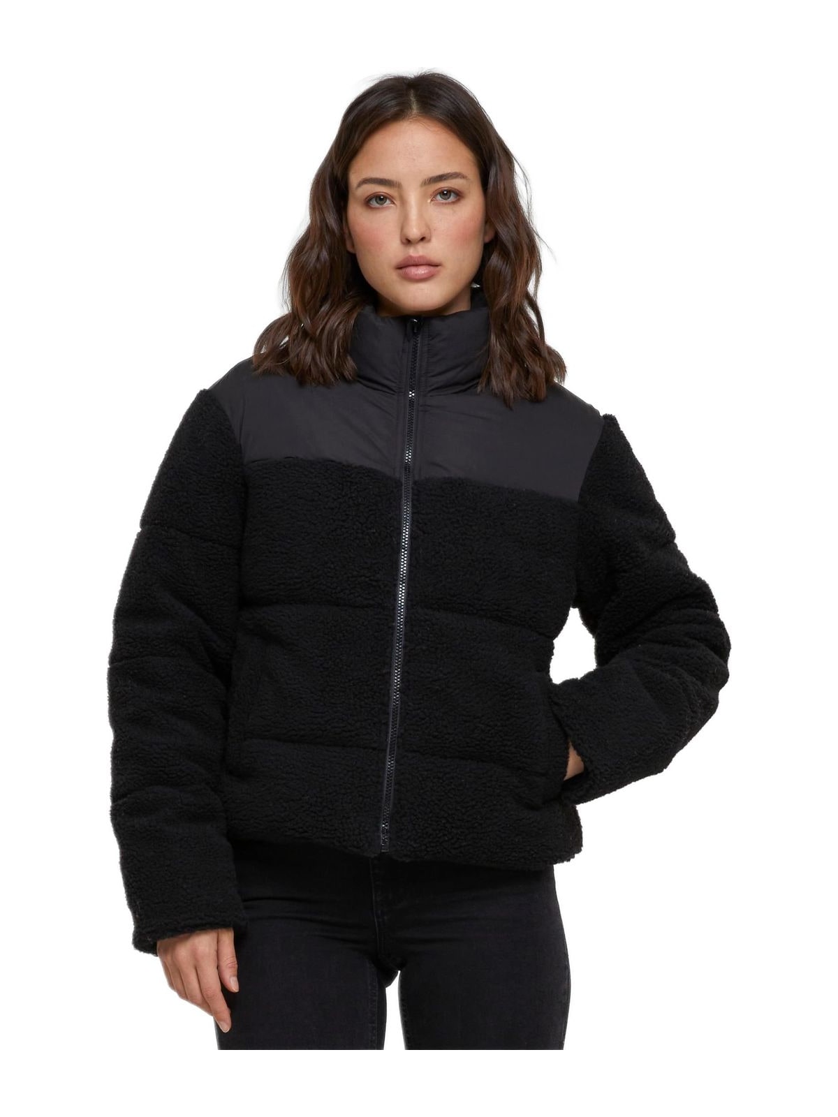 Γυναικείο Μπουφάν Sherpa Mix Puffer TB6147-00825 Urban Classics Black/Black