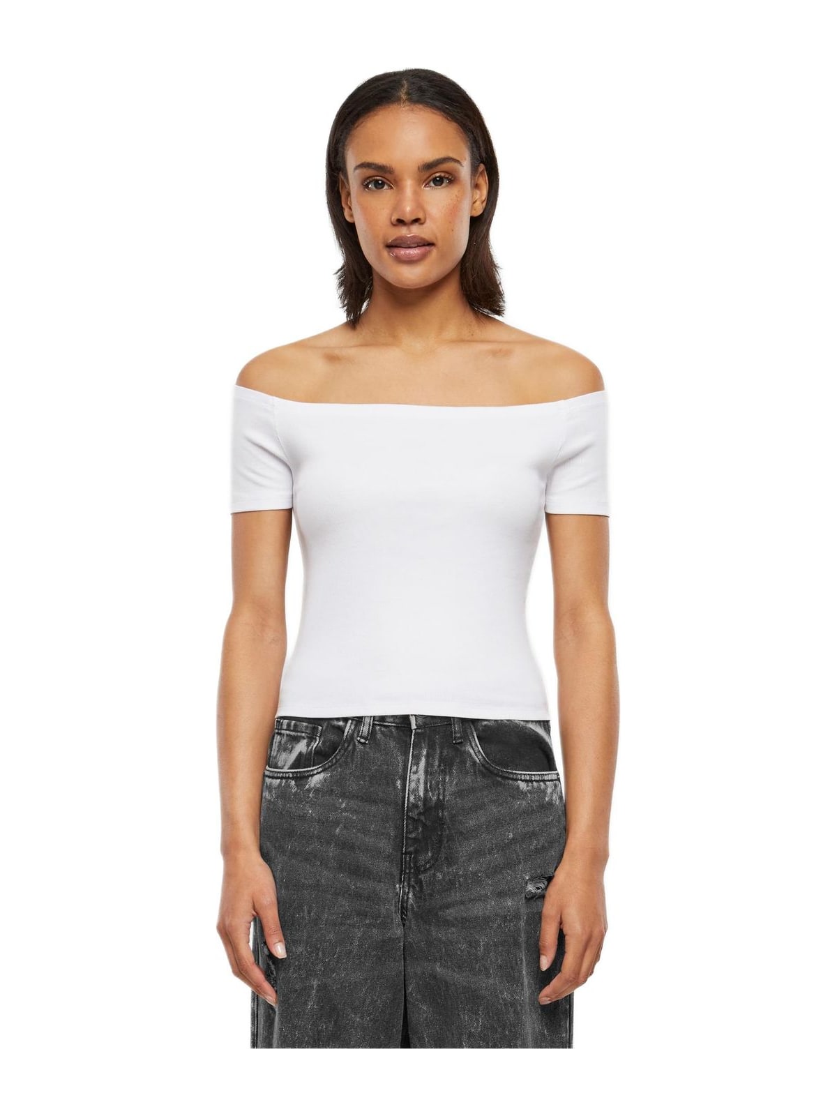 Γυναικείο Organic Off Shoulder Rib T-Shirt TB6184-00220 Urban Classics White