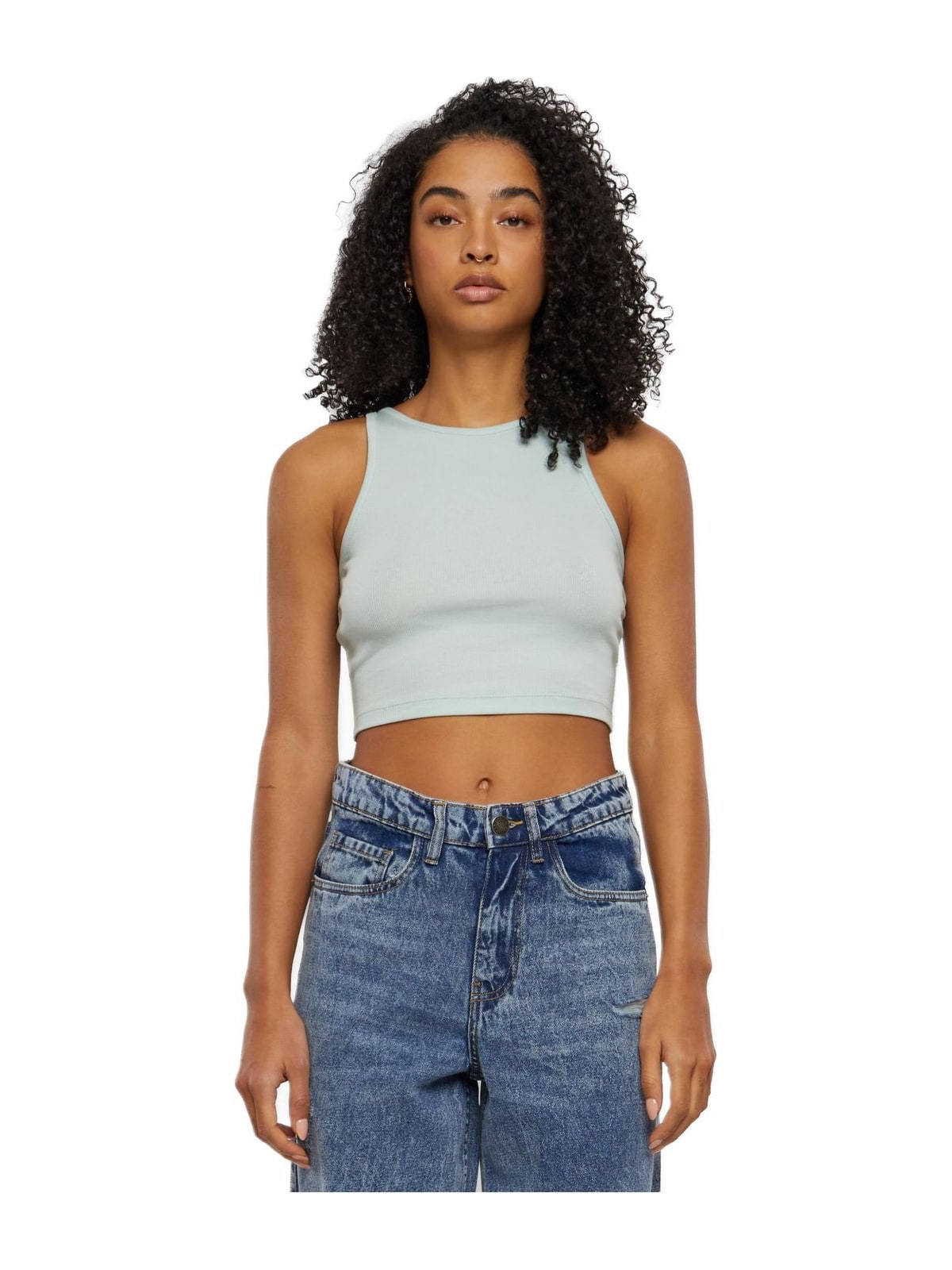 Ladies Organic Cropped Rib Top Urban Classics TB6185 frostmint