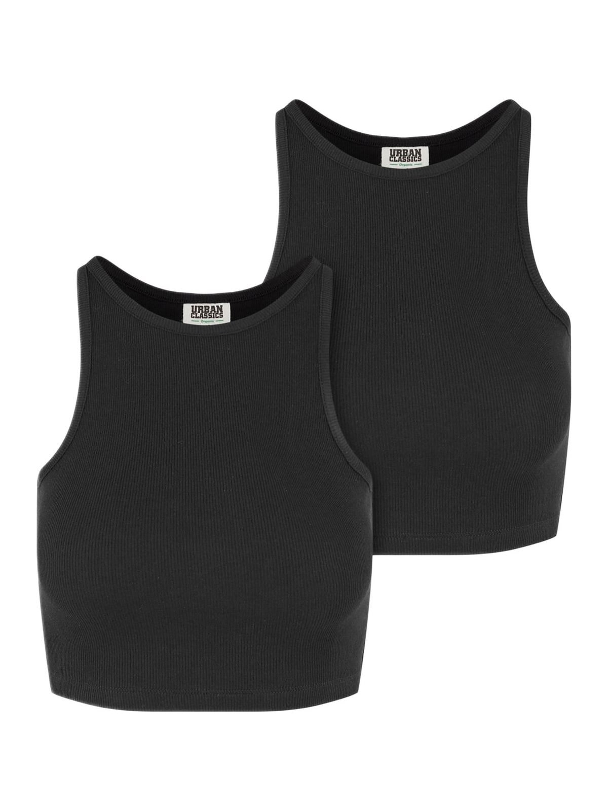 Ladies Organic Cropped Rib Top 2-Pack Urban Classics TB6185A-00825 black/black
