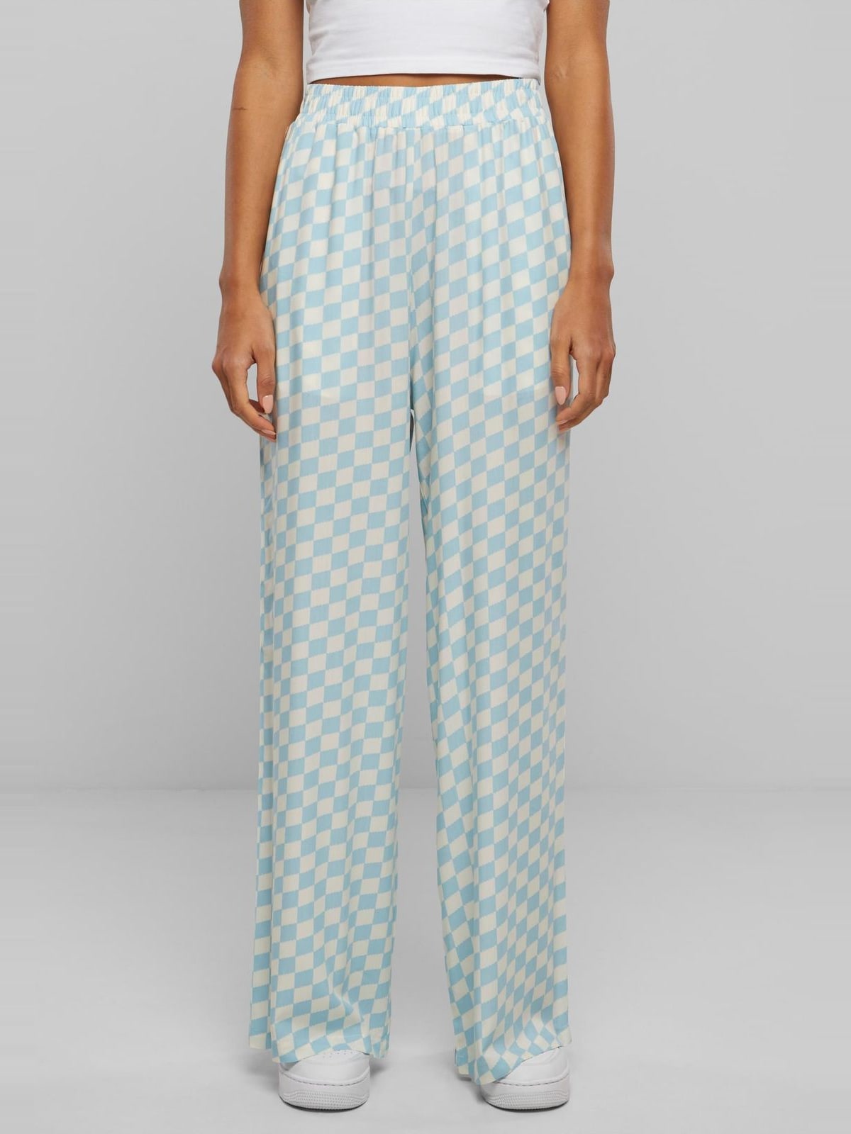 Ladies Viscose Resort Παντελόνι Urban Classics TB6218-12886 oceanbluecheck
