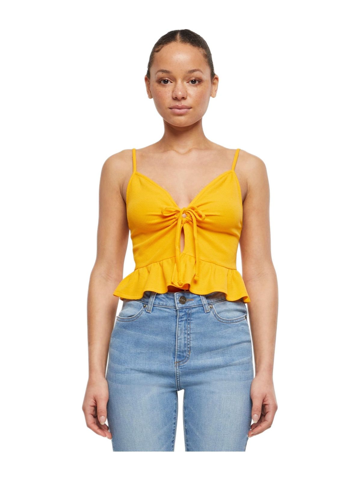 Ladies Waffle Pique Ruffle Top Urban Classics TB6871-03677 magicmango
