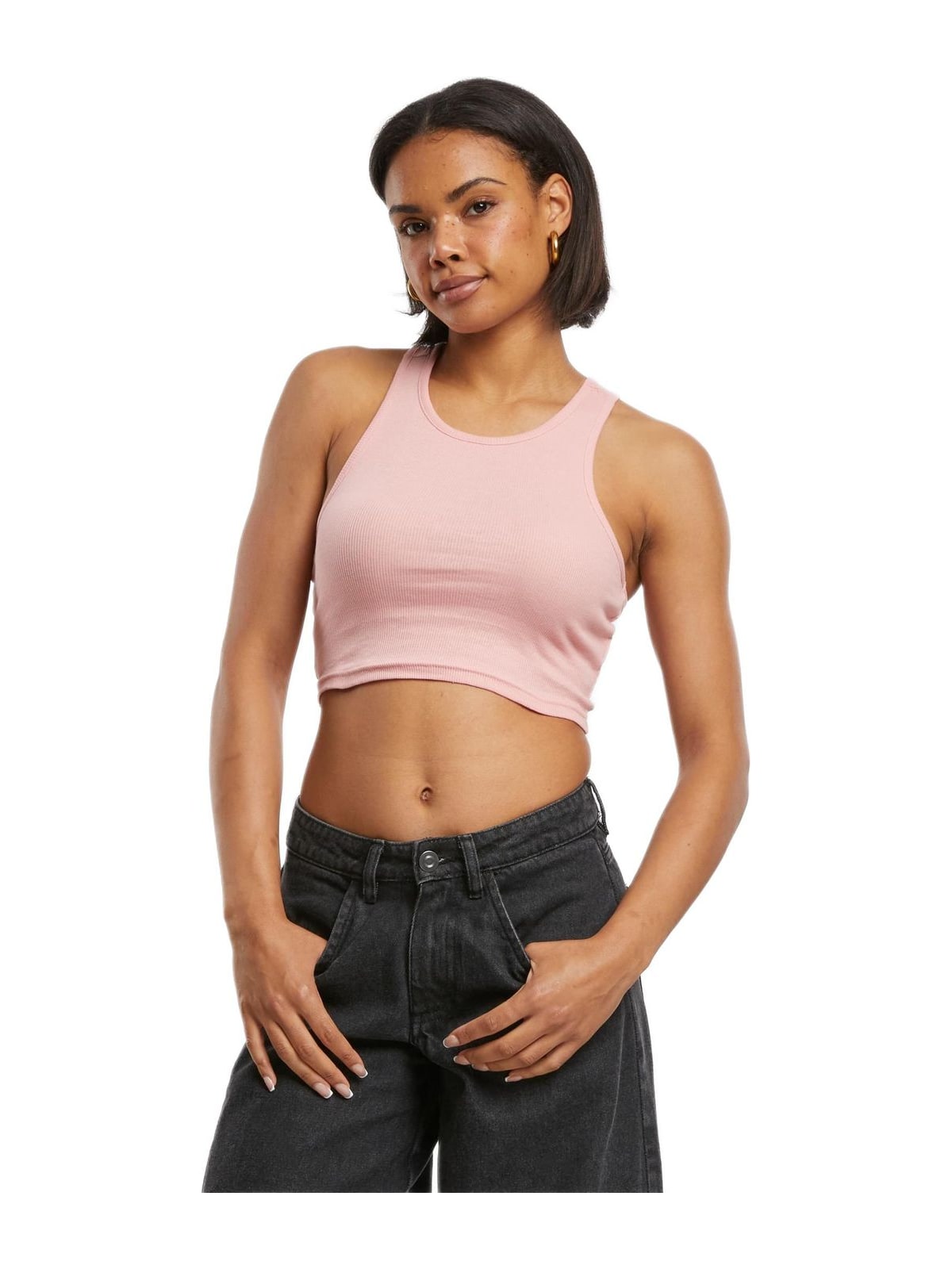 Ladies Cropped Rib Top Urban Classics TB1498-12897 Lemonadepink