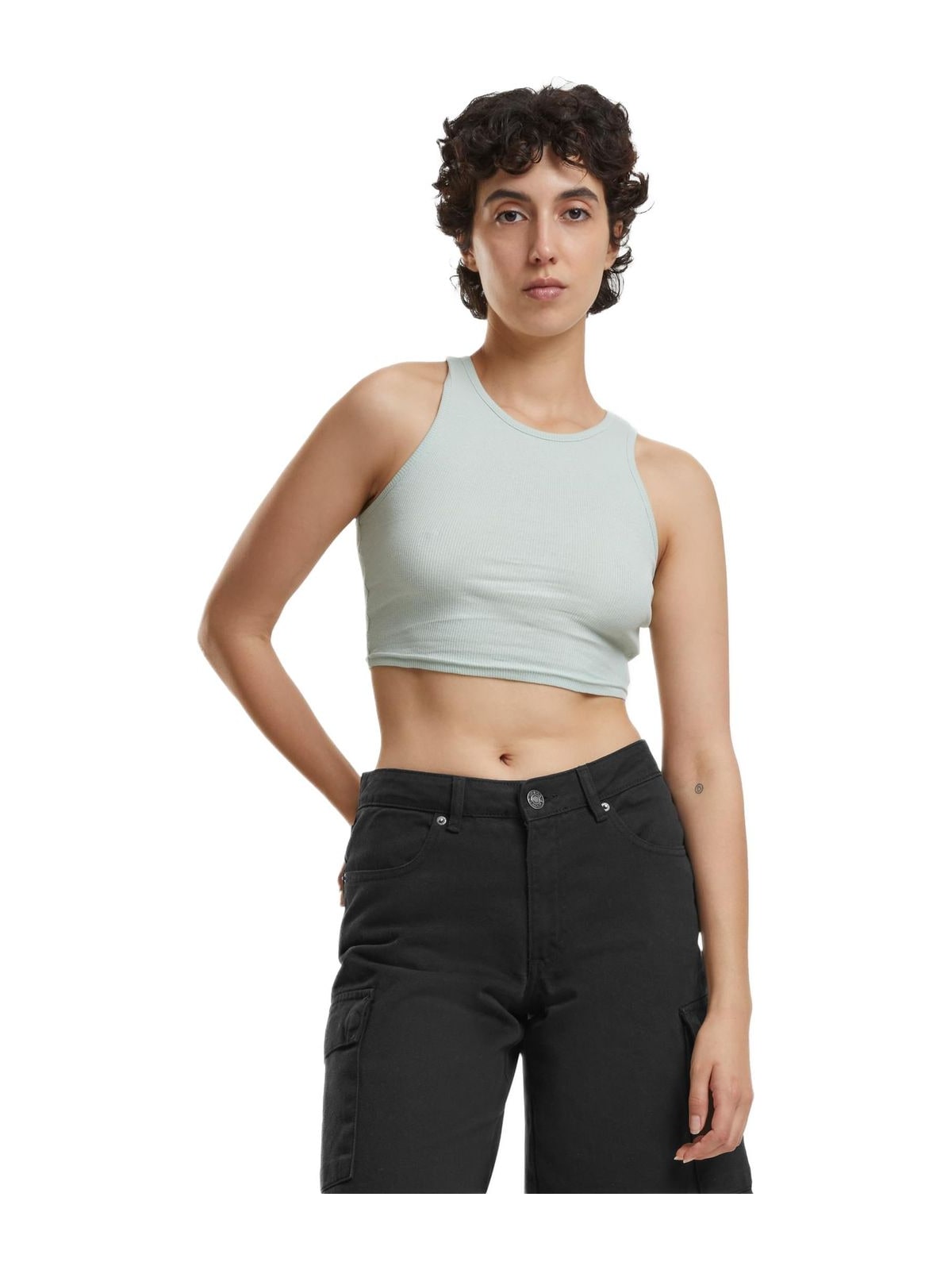 Ladies Cropped Rib Top Urban Classics TB1498-14067 Frostmint