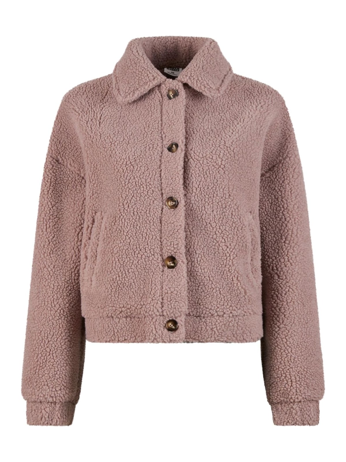 Ladies Short Sherpa Button Jacket Urban Classics TB6720-02913 Duskrose