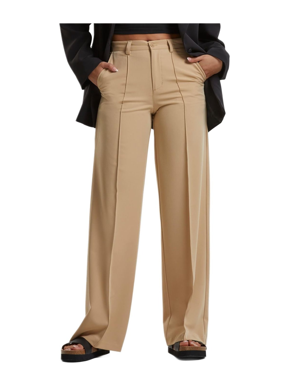 Ladies Wide Pleated Pants Urban Classics TB6843-03738 Unionbeige