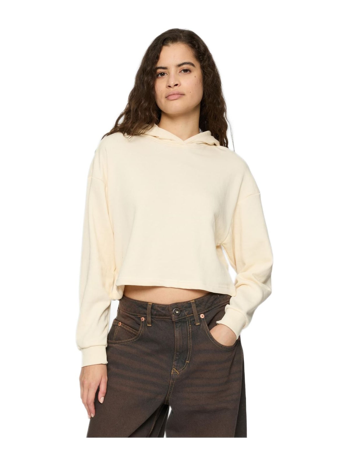 Ladies Oversized Cropped Light Terry Hoodie Urban Classics TB6854-02903 Whitesand