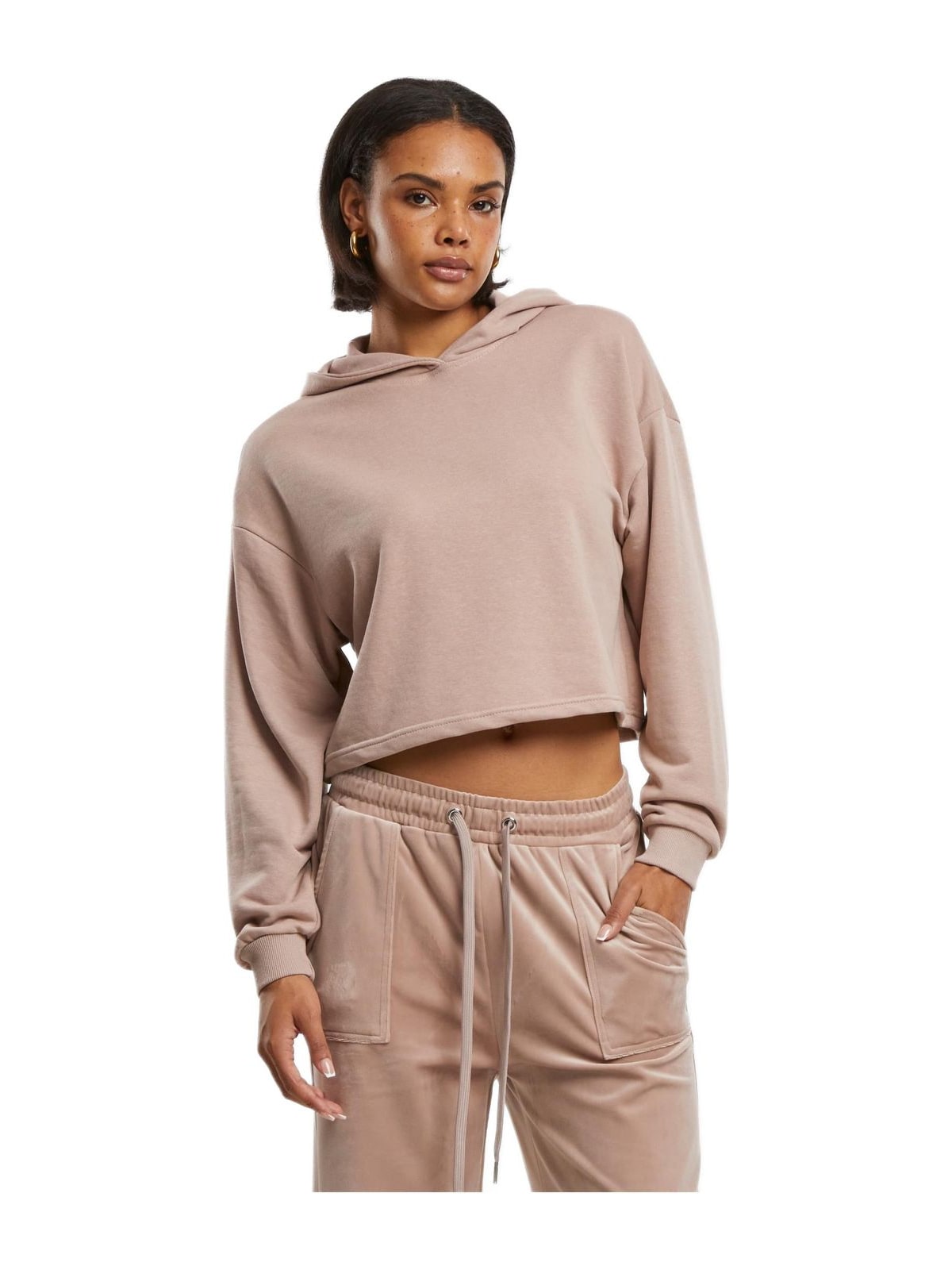 Ladies Oversized Cropped Light Terry Hoodie Urban Classics TB6854-02913 Duskrose