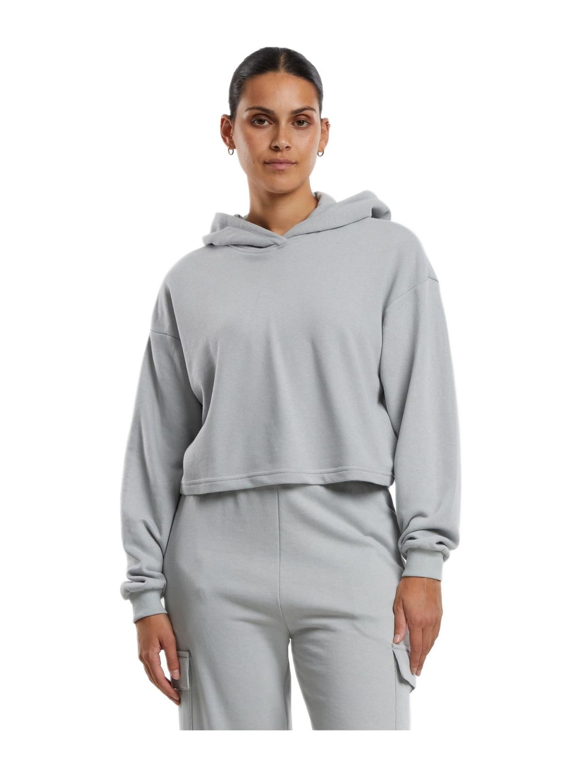 Ladies Oversized Cropped Light Terry Hoodie Urban Classics TB6854-02946 Lightasphalt