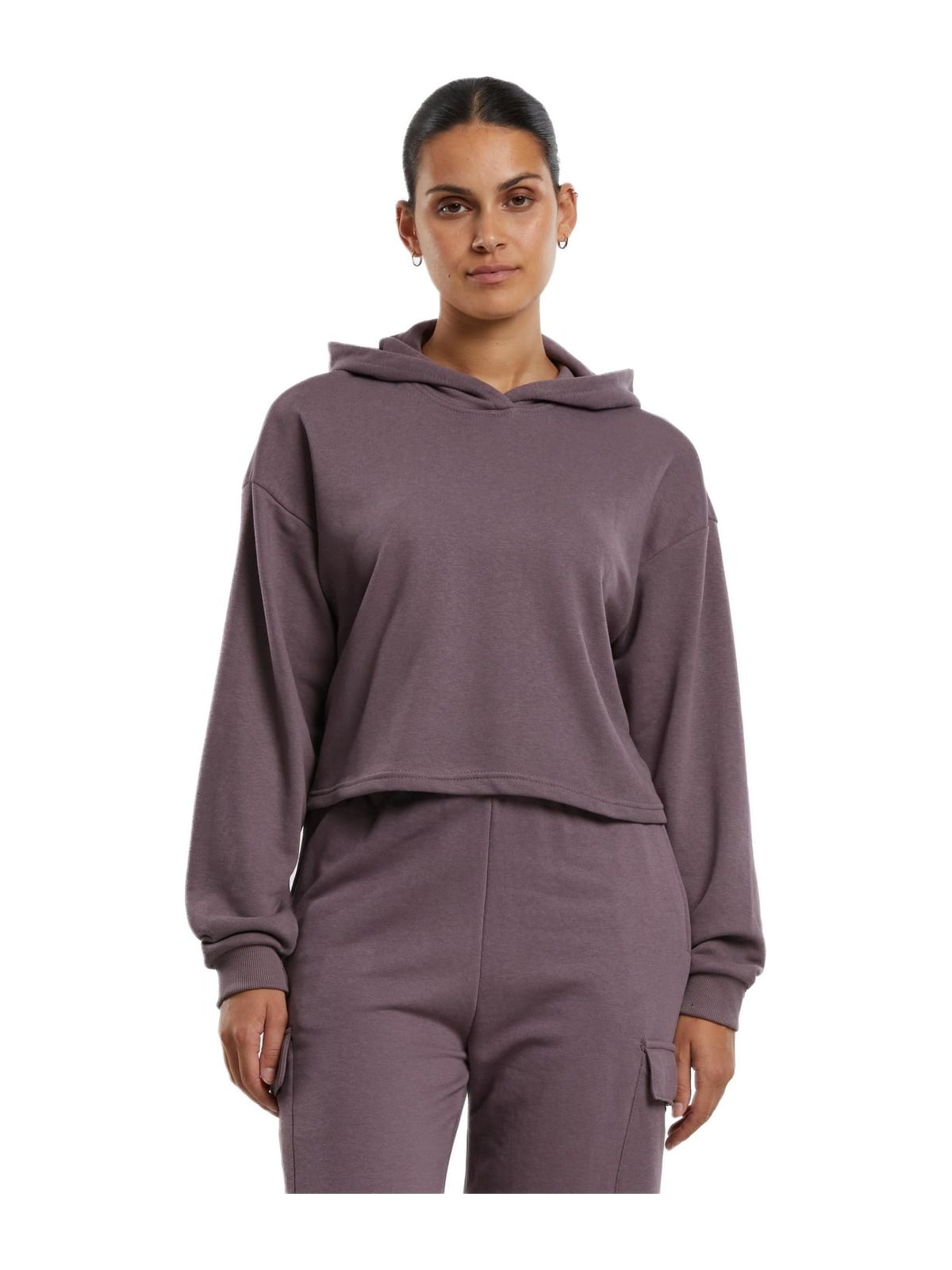 Ladies Oversized Cropped Light Terry Hoodie Urban Classics TB6854-17534 Fadedpurple