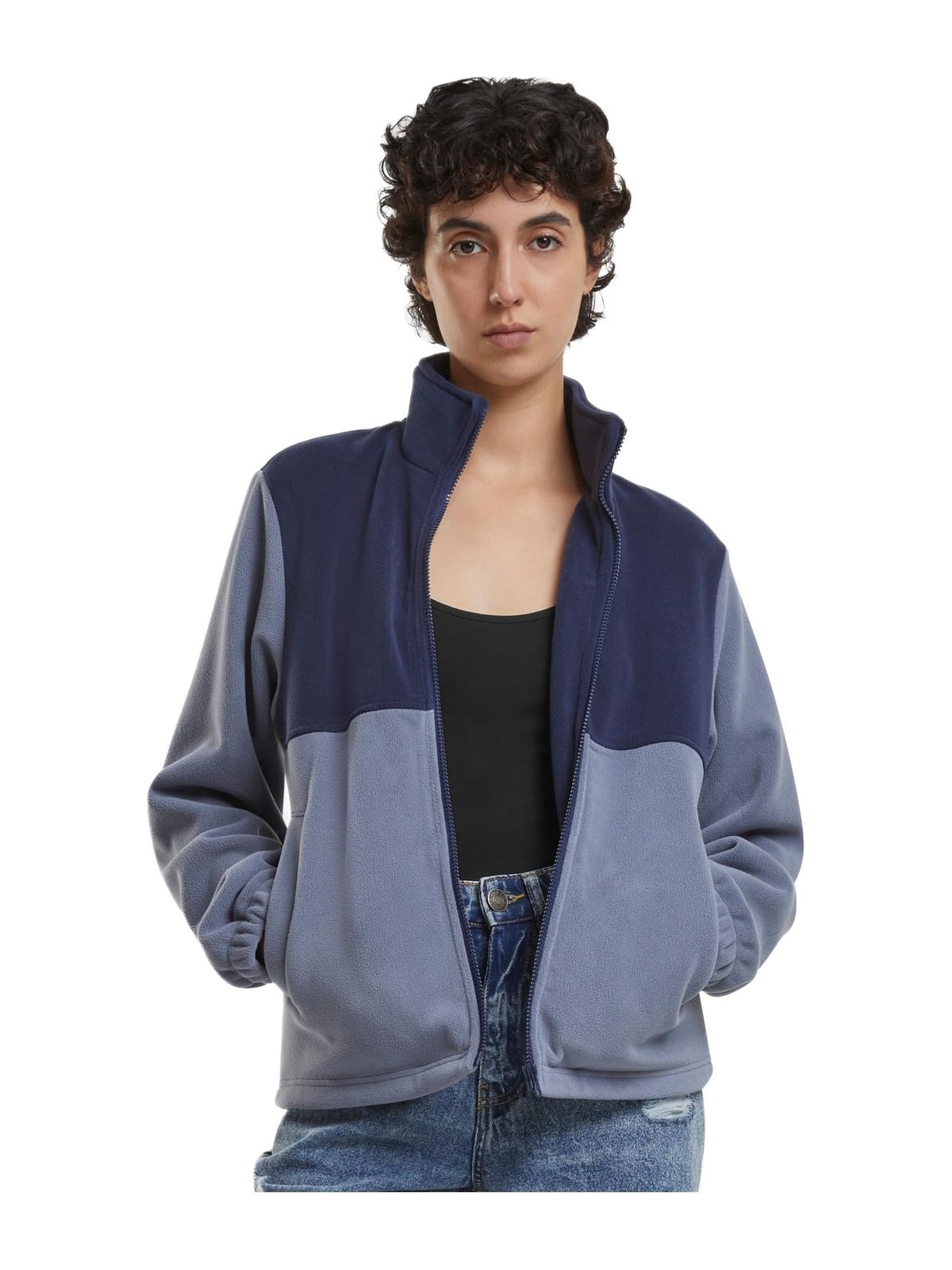 Ladies Double Polarfleece Jacket Urban Classics TB6905-17540 Navy/Cloudsky