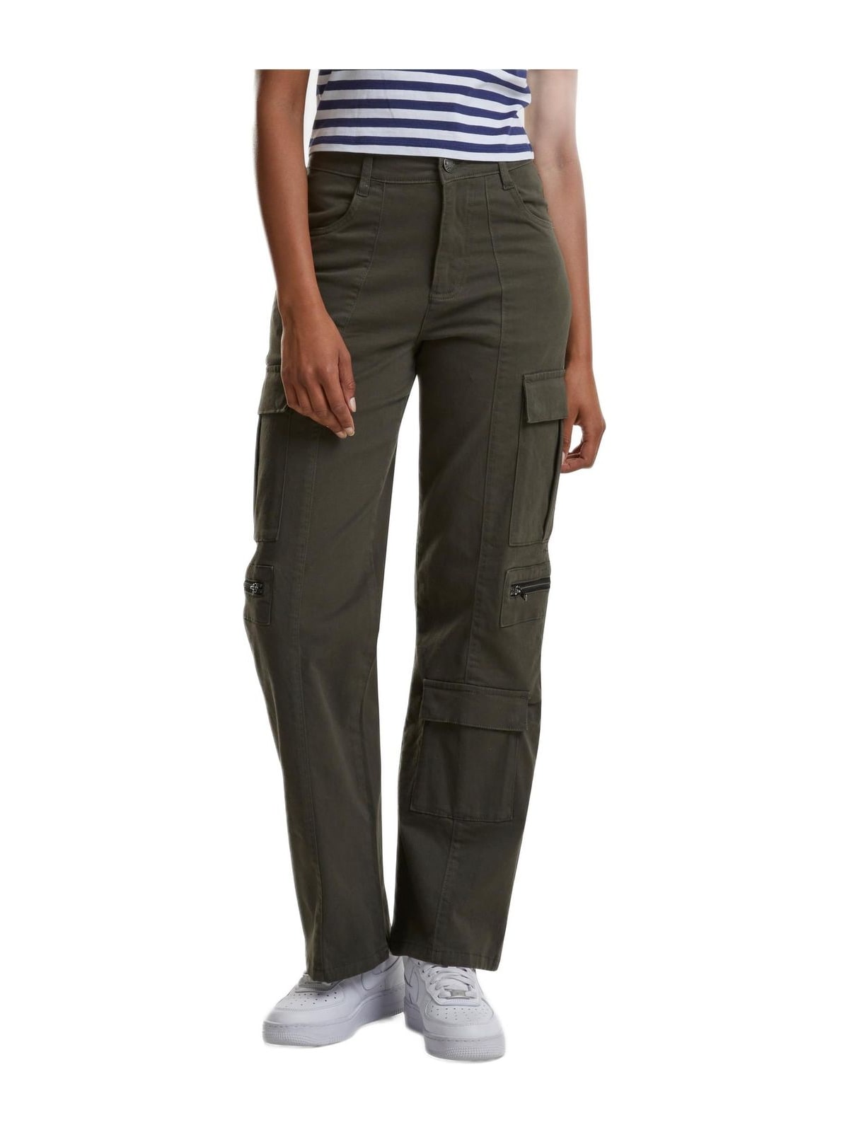 Ladies Loose Utility Stretch Twill Pants Urban Classics TB6924-18806 Blackolive