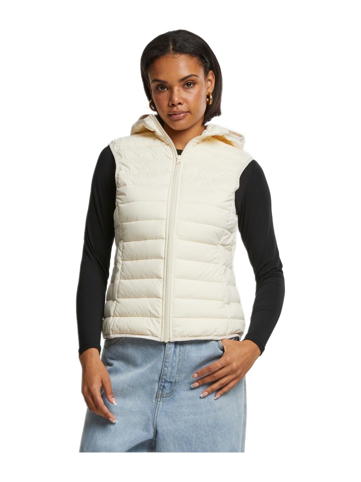 Ladies Ultra Light Puffer Vest Urban Classics TB7156-02903 Whitesand