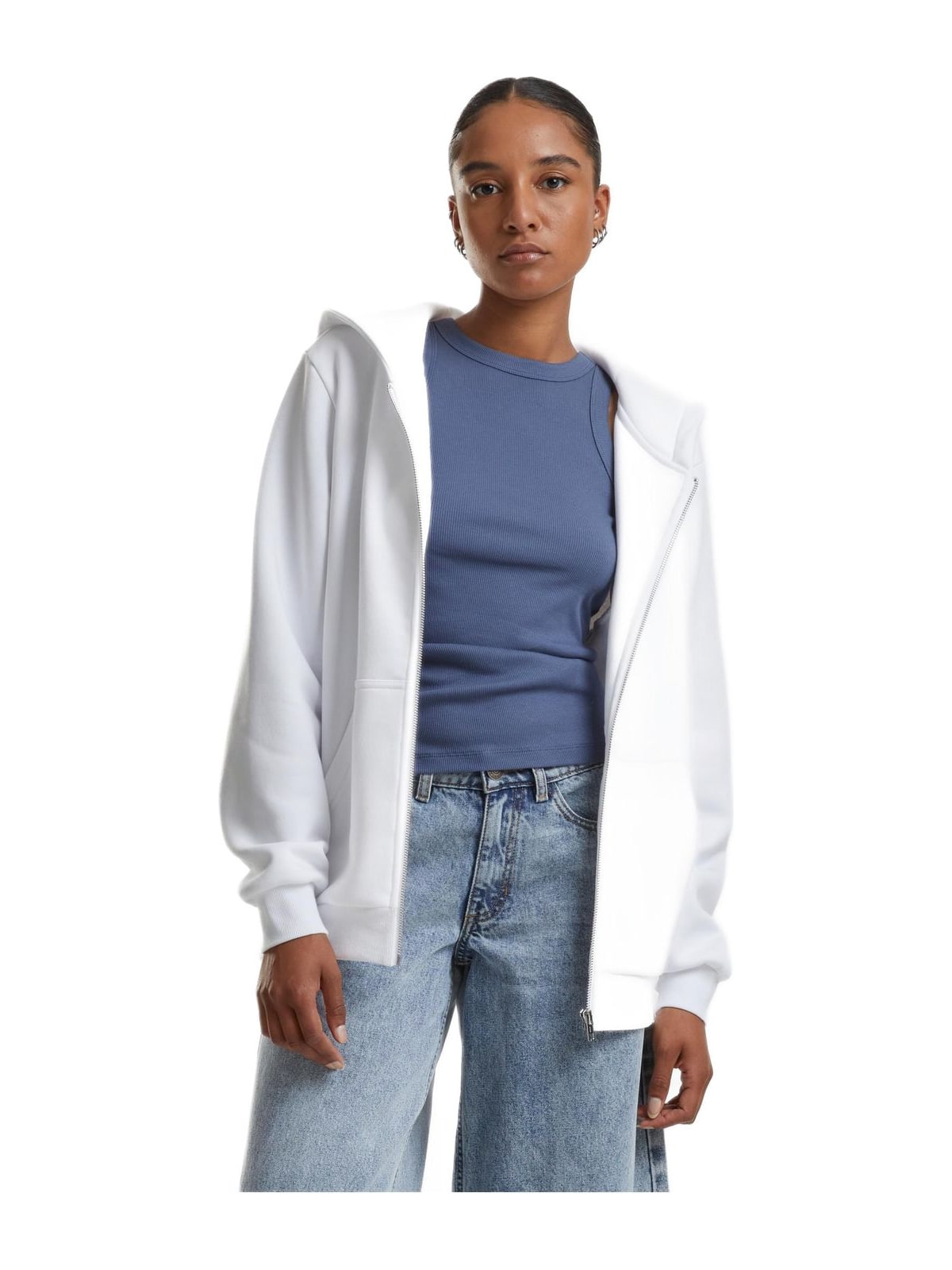 Γυναικεία Ζακέτα με Κουκούλα Fluffy Zip Hoody TB7286 Urban Classics White