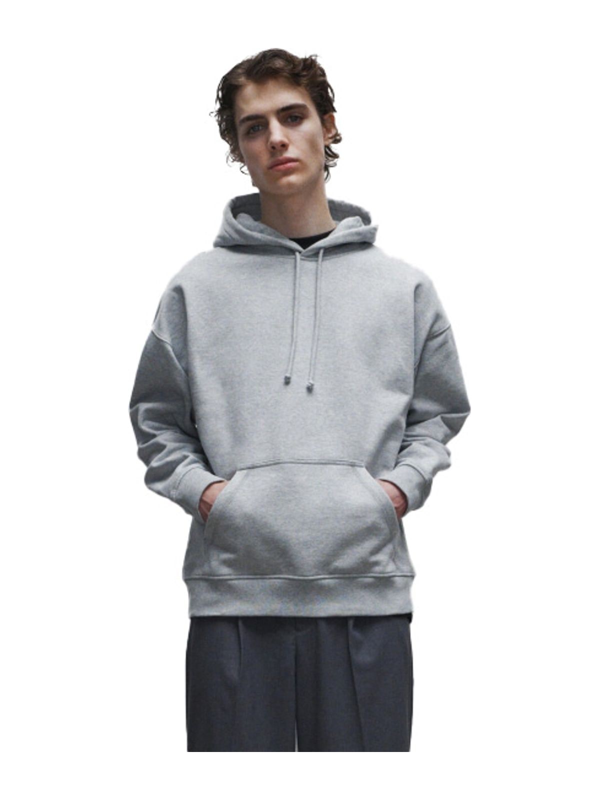 Boxy Hoodie Φούτερ 1148751 True Blanks by H&M 1148751 Grey Melange