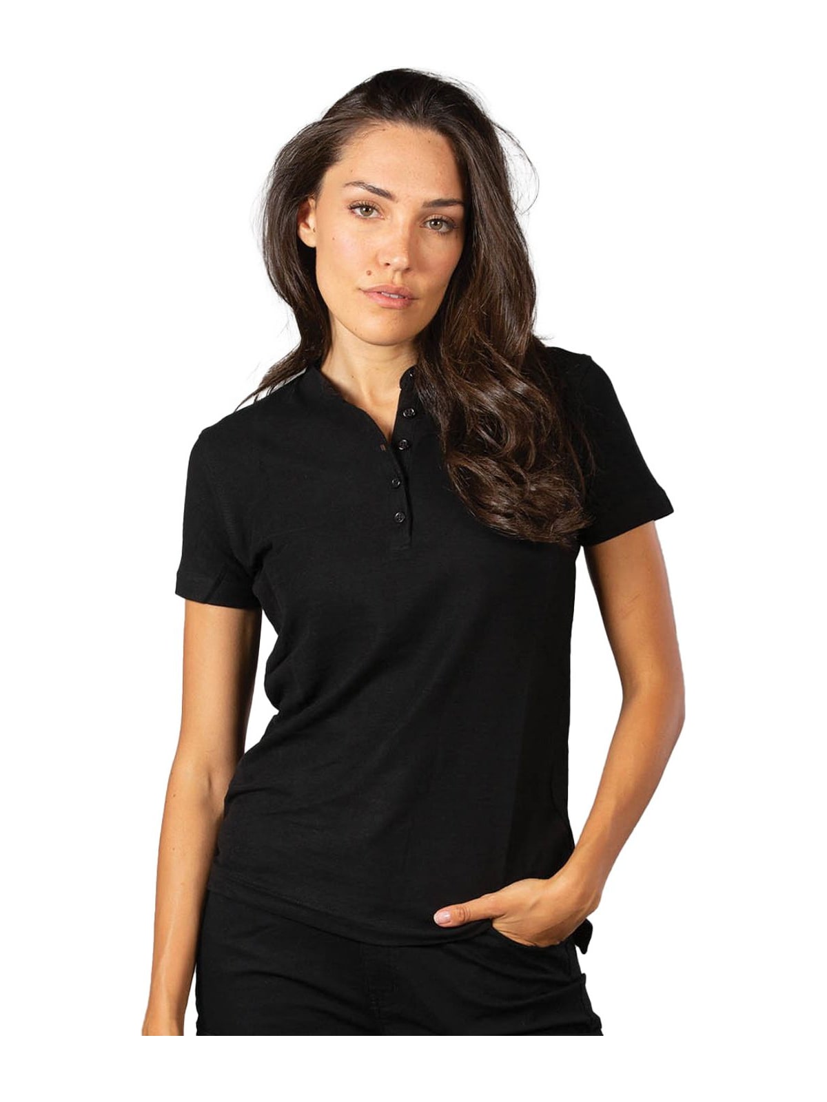 Γυναικεία Μπλούζα Πόλο Kuwait Lady JRC Πικέ με Γιακά Μάο Black