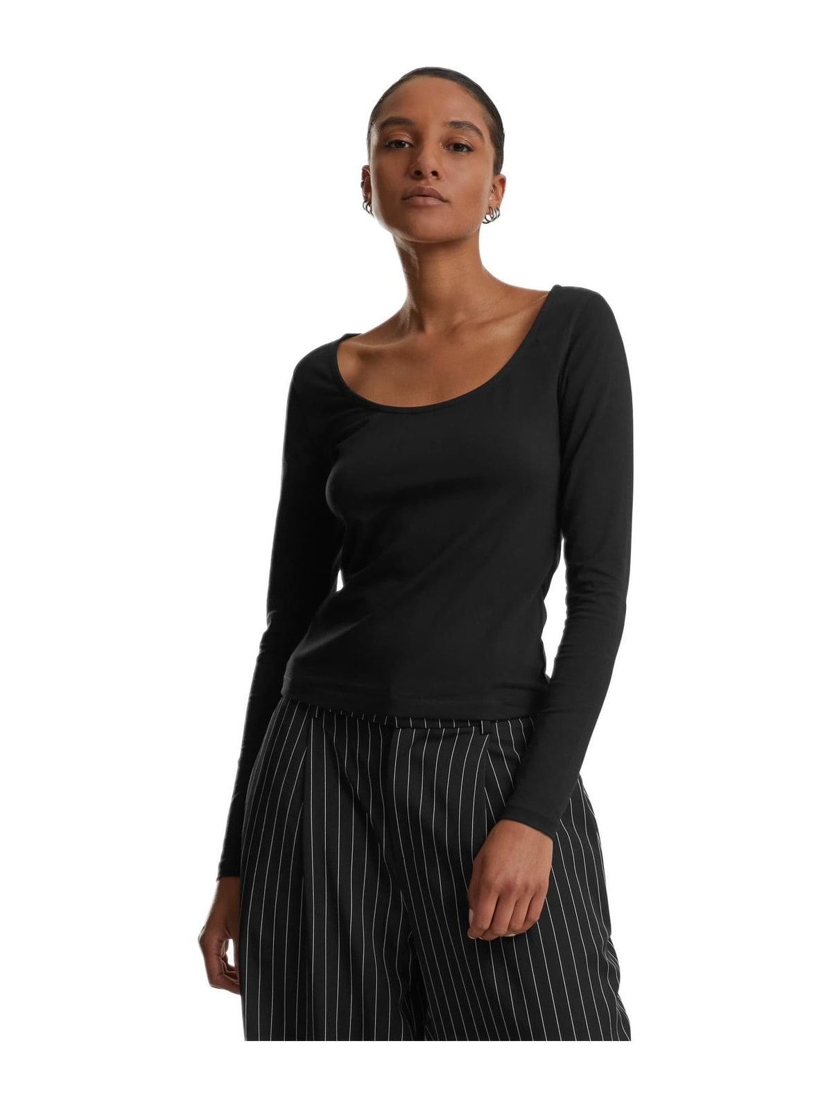 Ladies Wide Neck Longsleeve Urban Classics TB7162-00007 black
