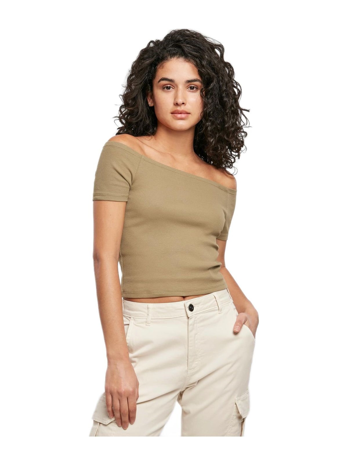 Γυναικεία Μπλούζα Off Shoulder Rib TB1500-00472 Urban Classics Khaki