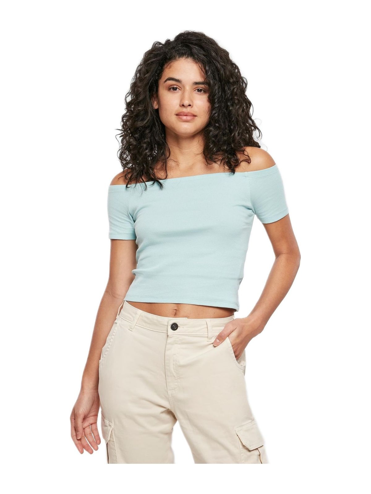 Γυναικεία Μπλούζα Off Shoulder Rib TB1500 Urban Classics Seablue