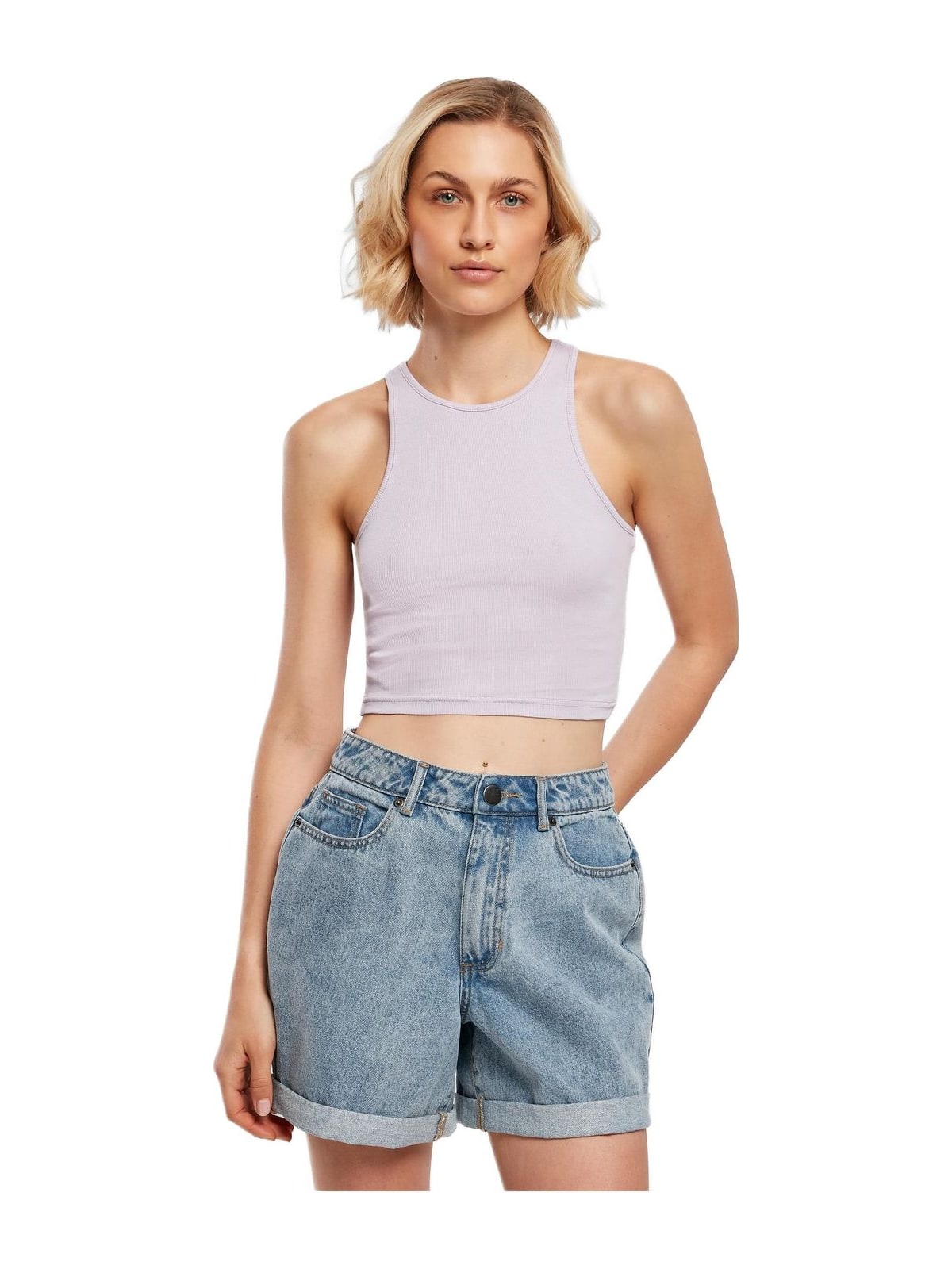 Ladies Cropped Rib Top Urban Classics TB1498-00145 lilac